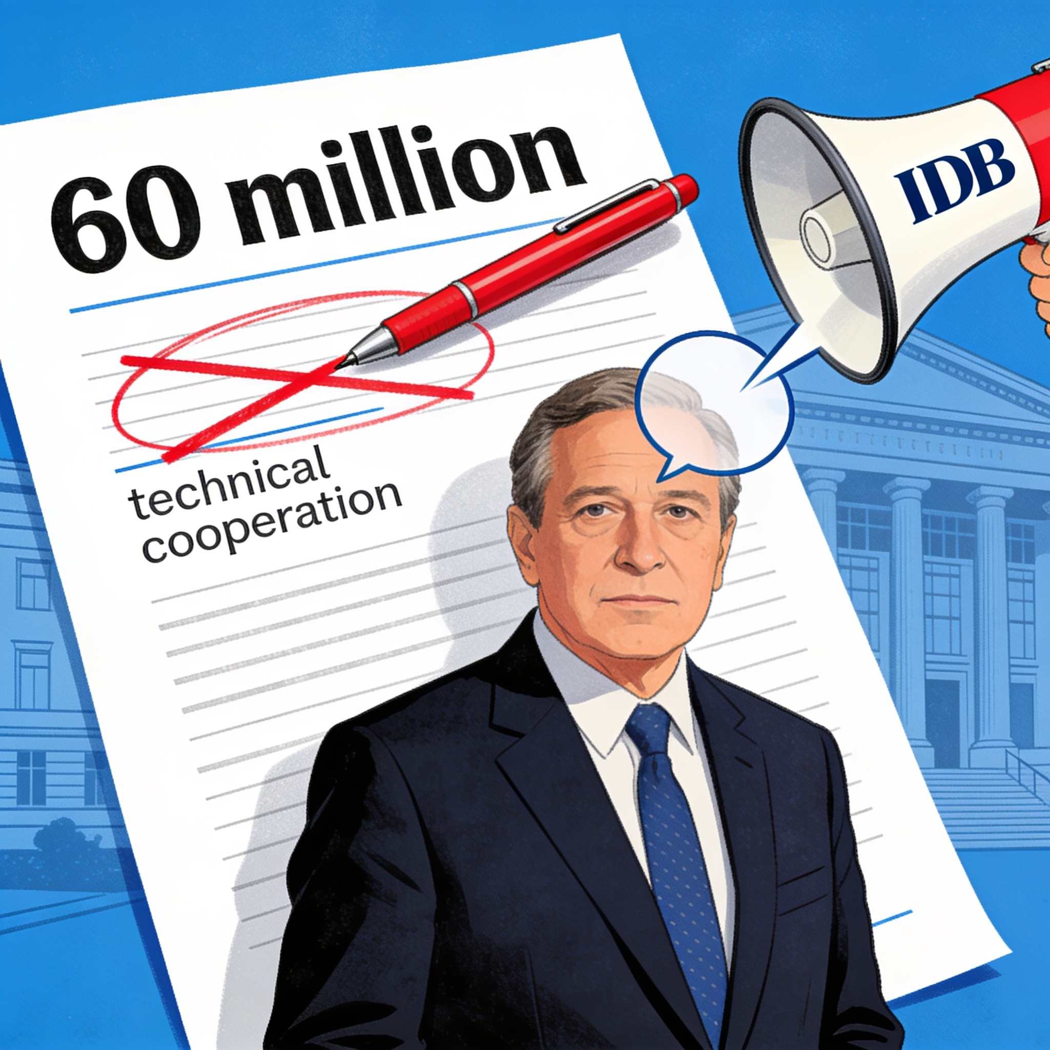 El BID corrige a De La Espriella sobre los 60 millones anunciados para el empalme — Política, ilustración editorial