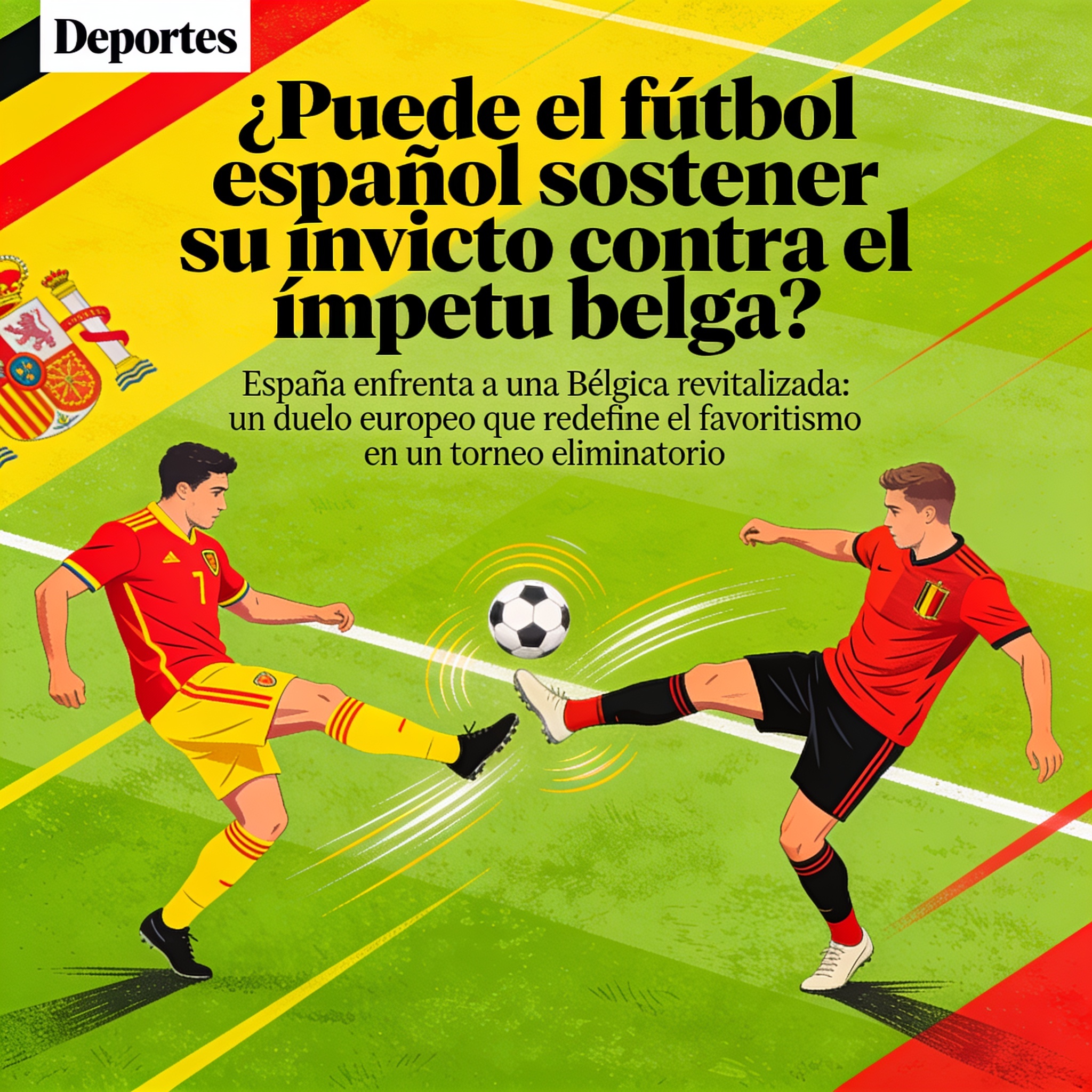 ¿Puede el fútbol español sostener su invicto contra el ímpetu belga? — Deportes, ilustración editorial