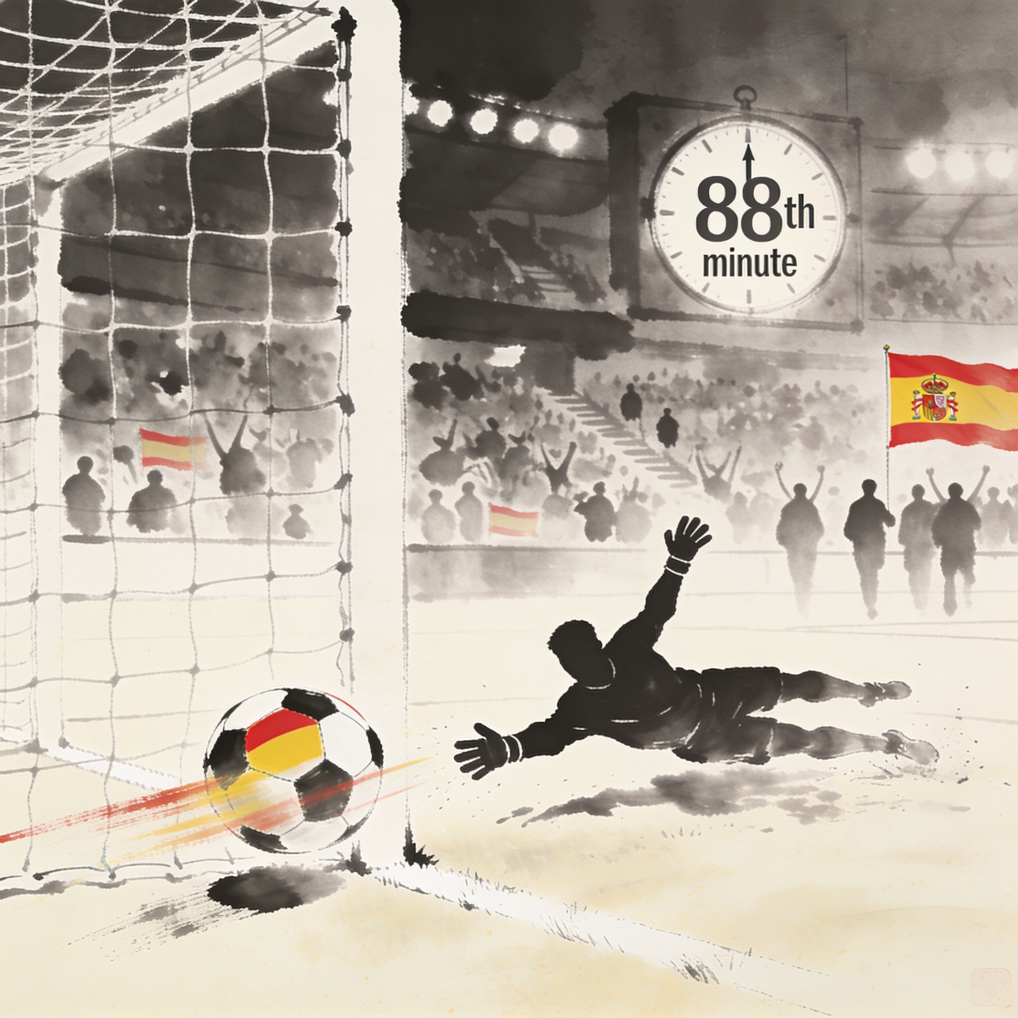 España vuelve a creer en los minutos finales — Deportes, ilustración editorial