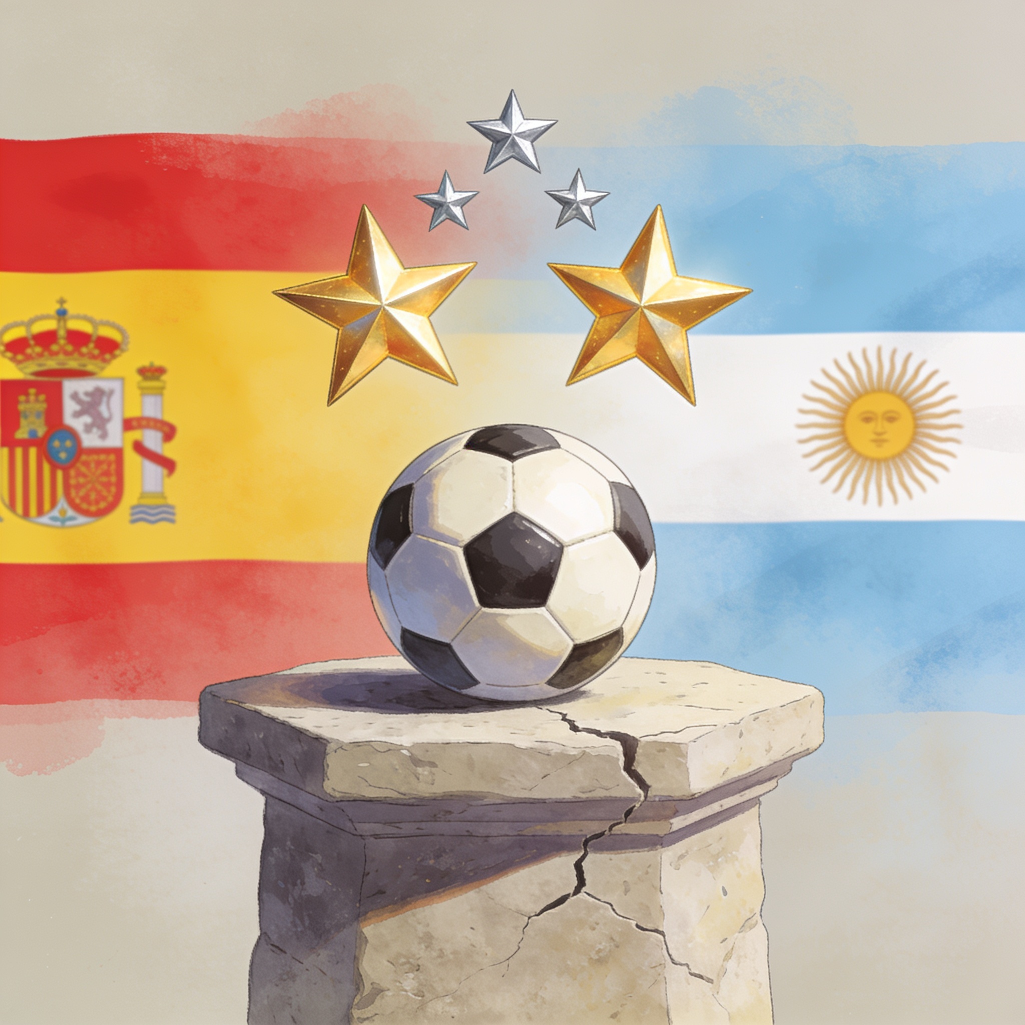 España gana su segundo Mundial y el fútbol recuerda que la historia pesa — Deportes, ilustración editorial