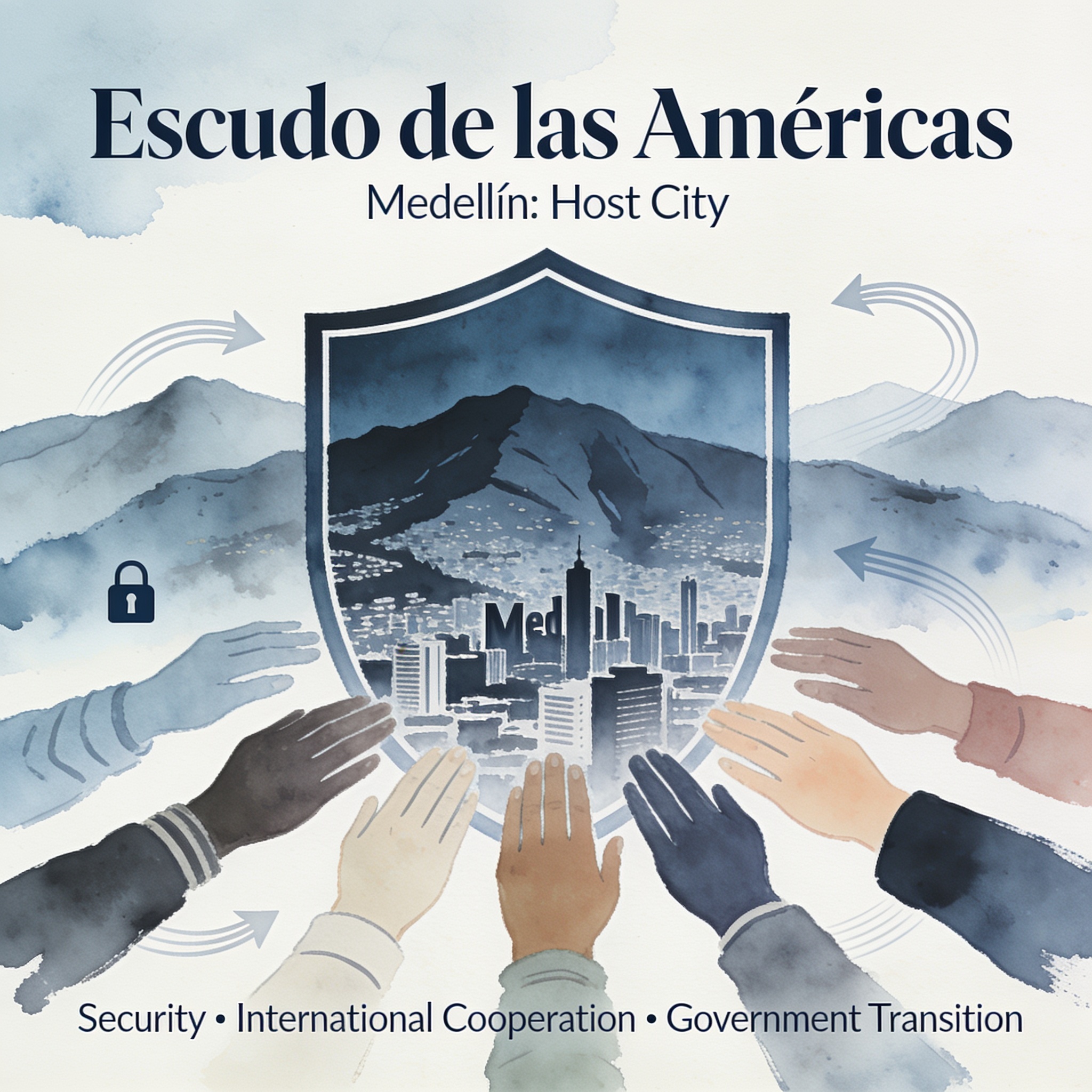 Medellín como sede del Escudo de las Américas y el debate que se viene — Política, ilustración editorial