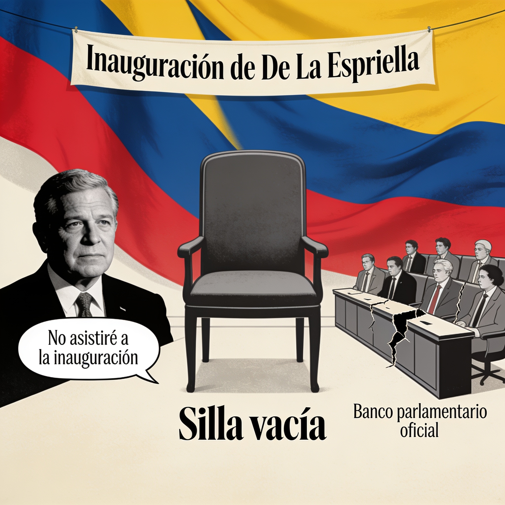La silla vacía de Uribe en la posesión de De La Espriella — Política, ilustración editorial
