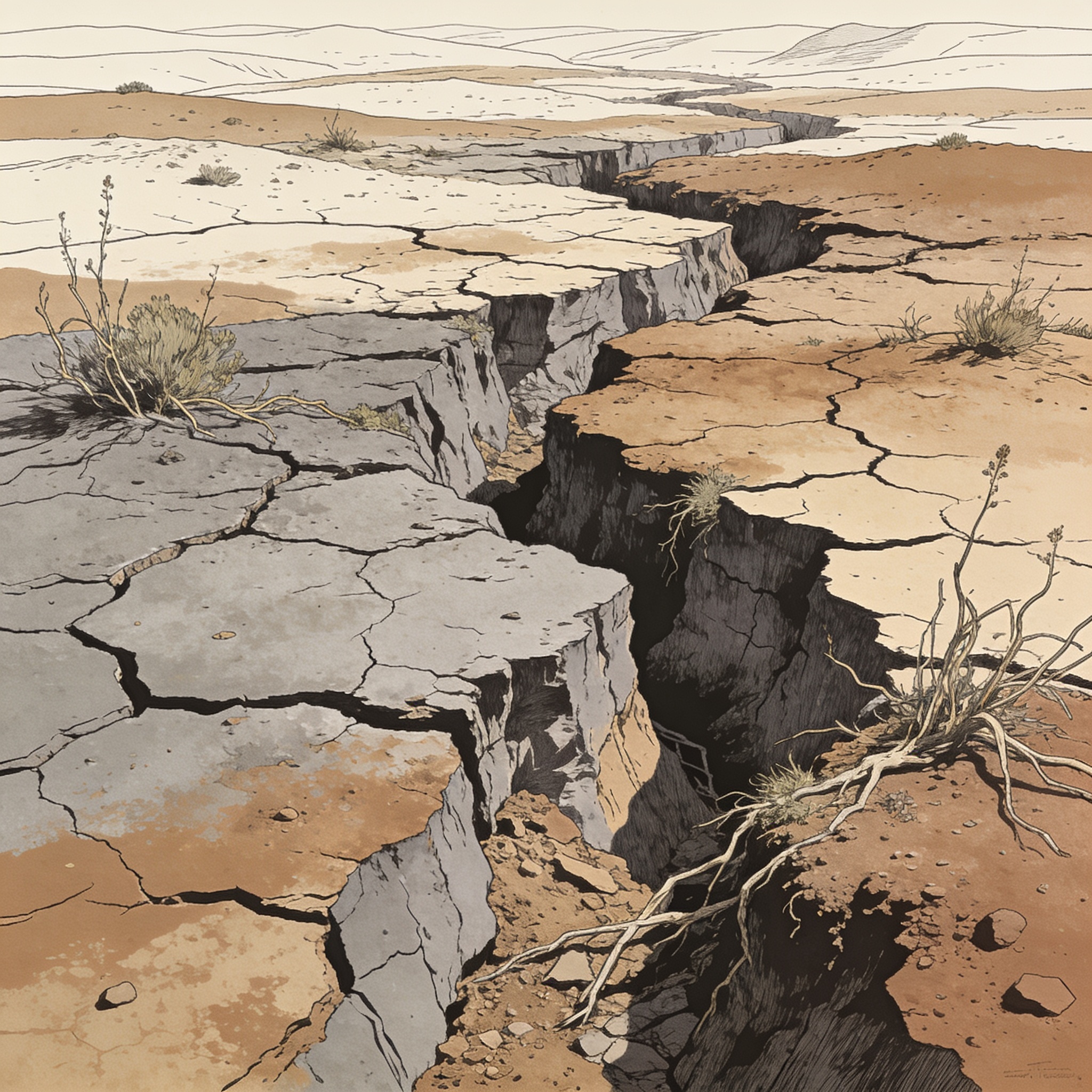 Terremoto en el Valle y la prueba de fondo del Estado — Política, ilustración editorial