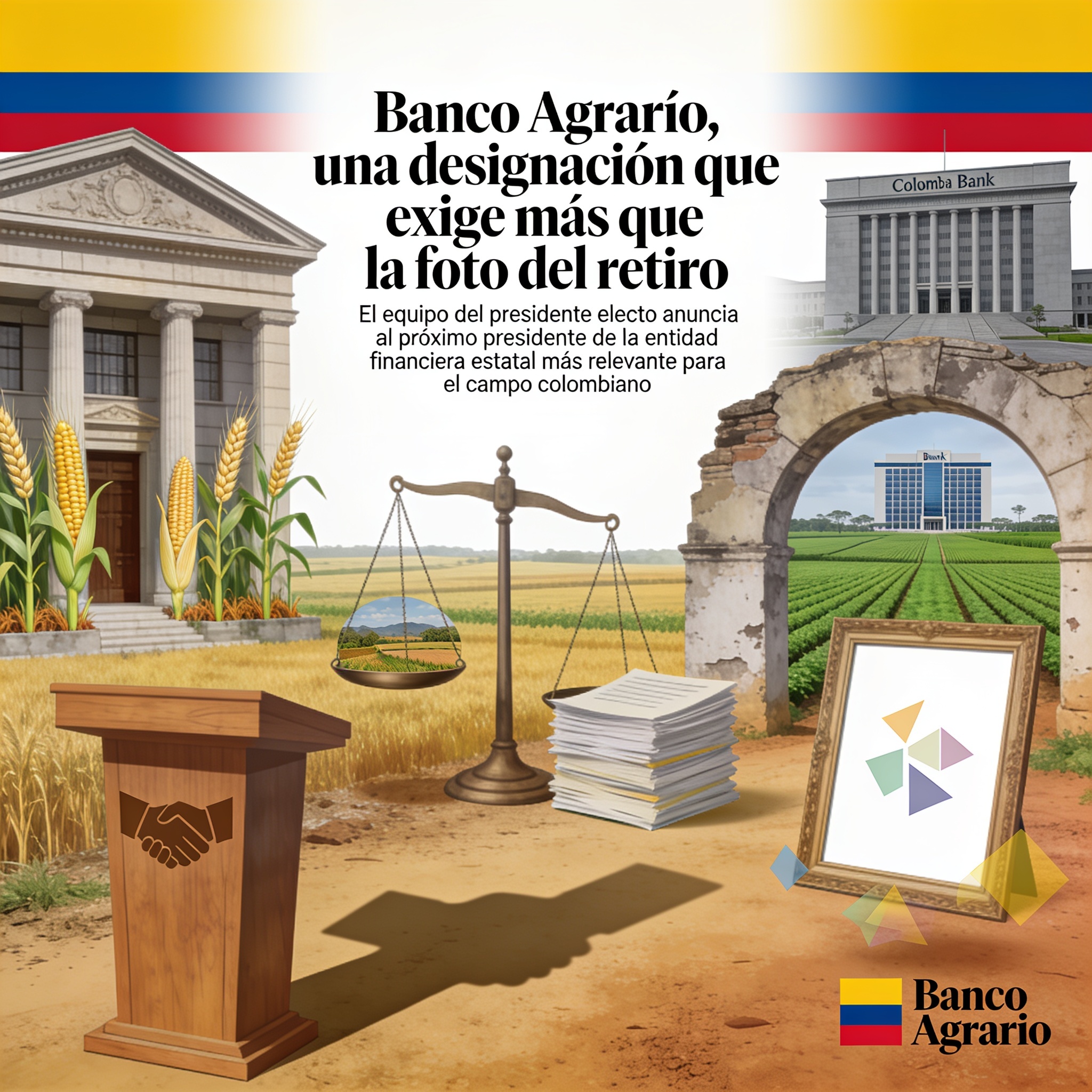 Banco Agrario, una designación que exige más que la foto del retiro — Política, ilustración editorial