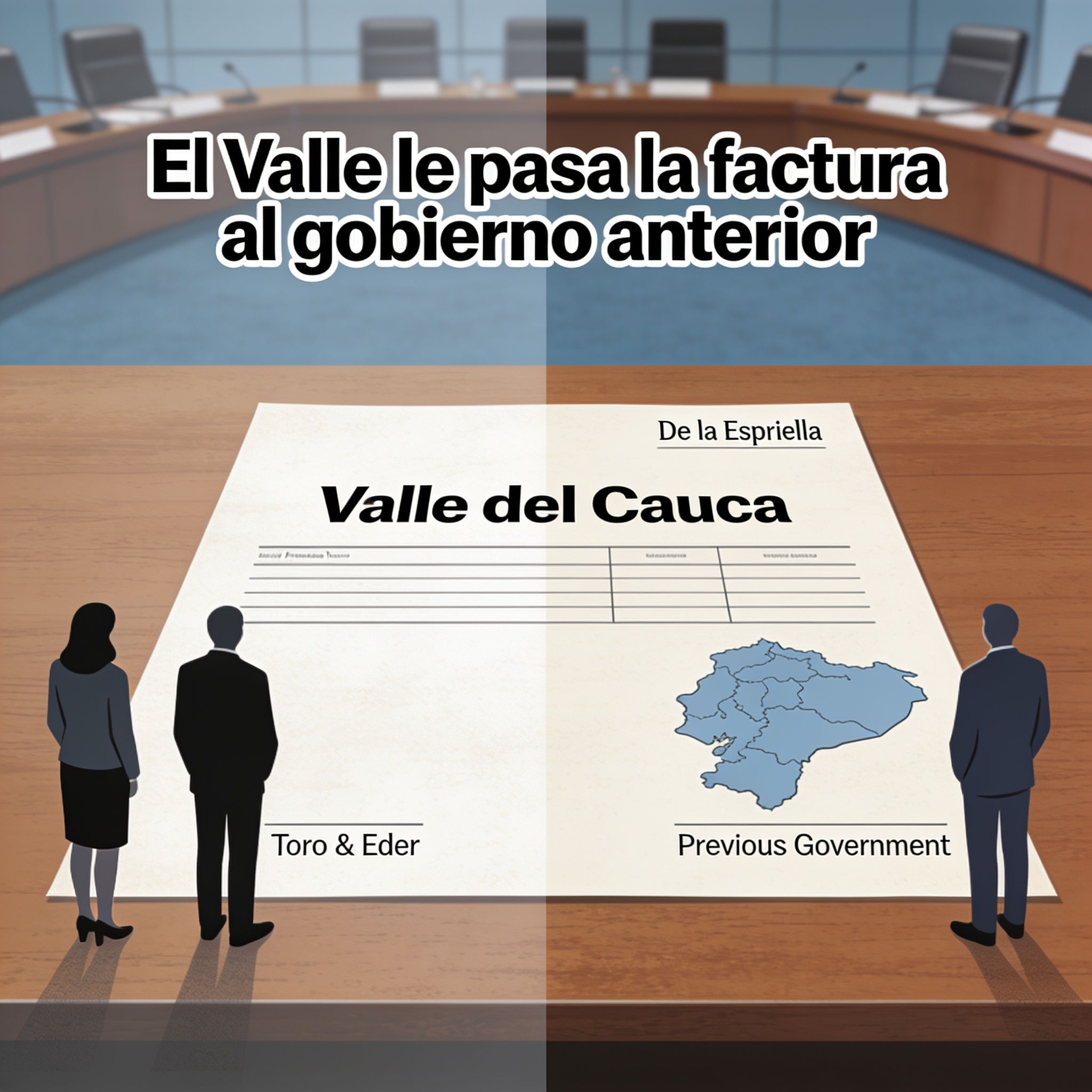 El Valle le pasa la factura al gobierno anterior — Política, ilustración editorial