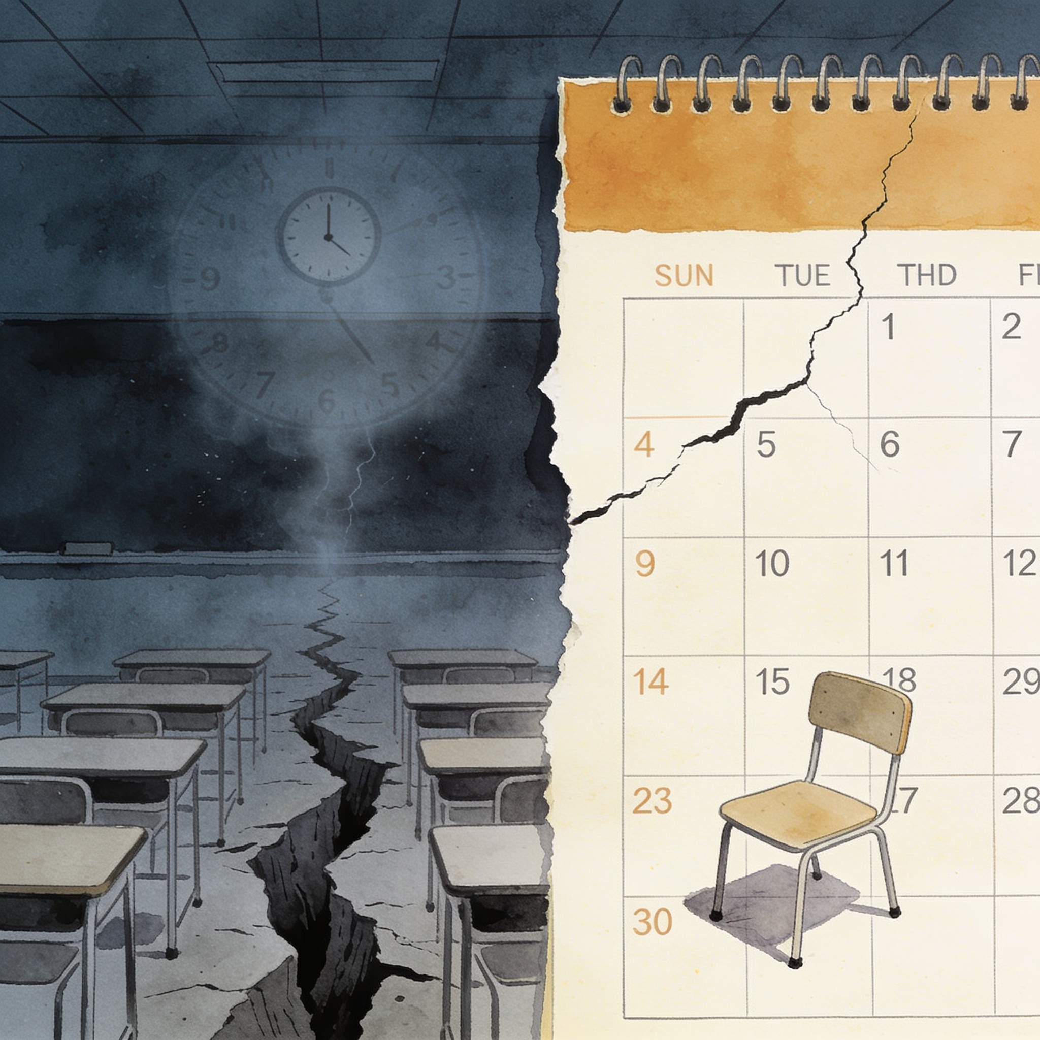 El Icfes aplaza seis semanas las Saber Pro y TyT por el terremoto — Política, ilustración editorial