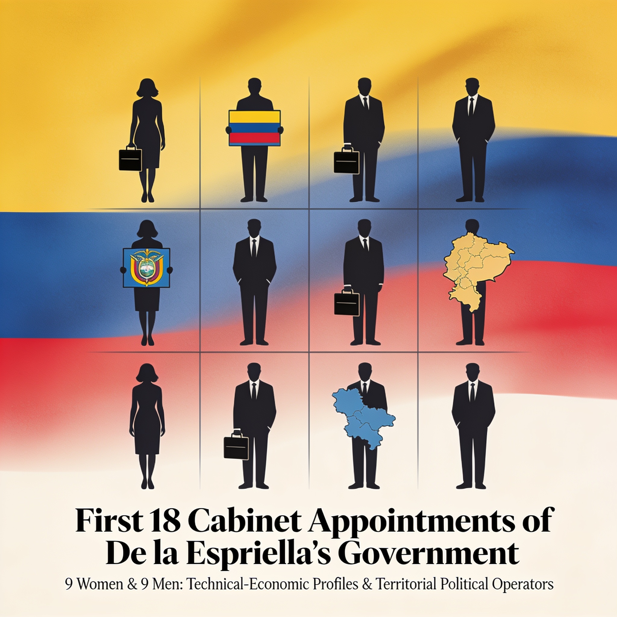 Los dieciocho nombramientos que inauguran el gobierno de De la Espriella — Política, ilustración editorial