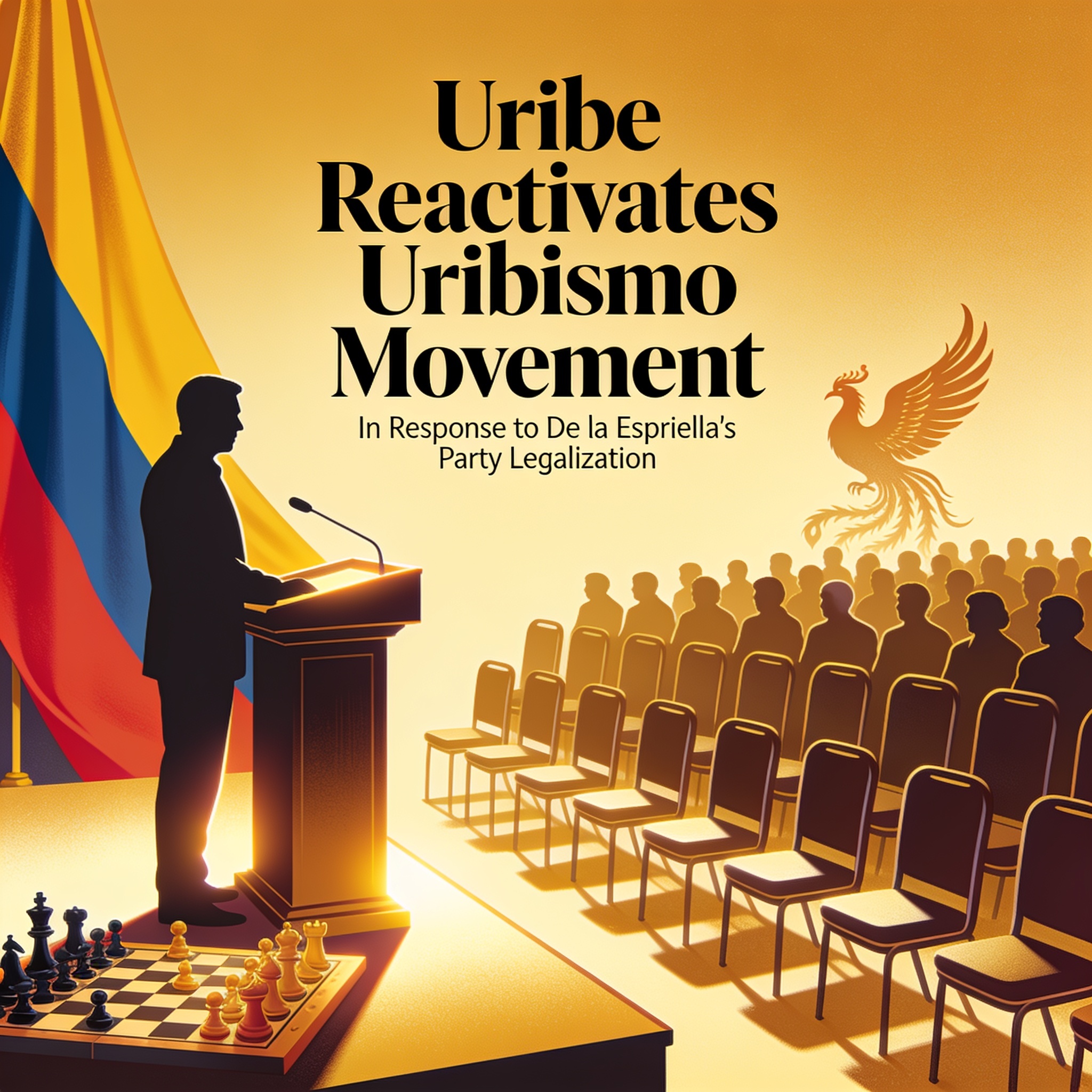 Uribe reactiva al uribismo ante el partido de De la Espriella — Política, ilustración editorial