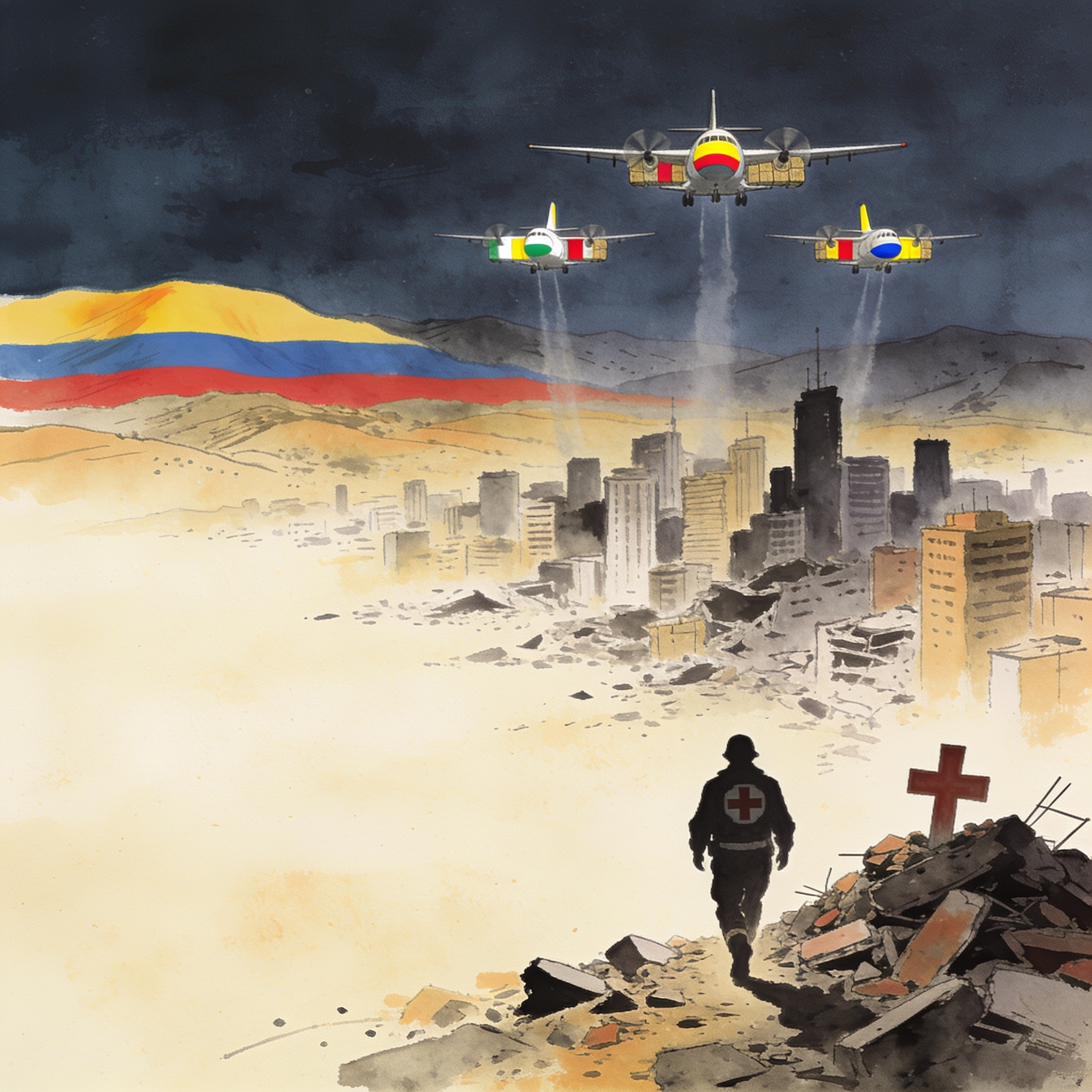 Colombia recibe ayuda de India, España y Suecia tras sismo — Última hora, ilustración editorial