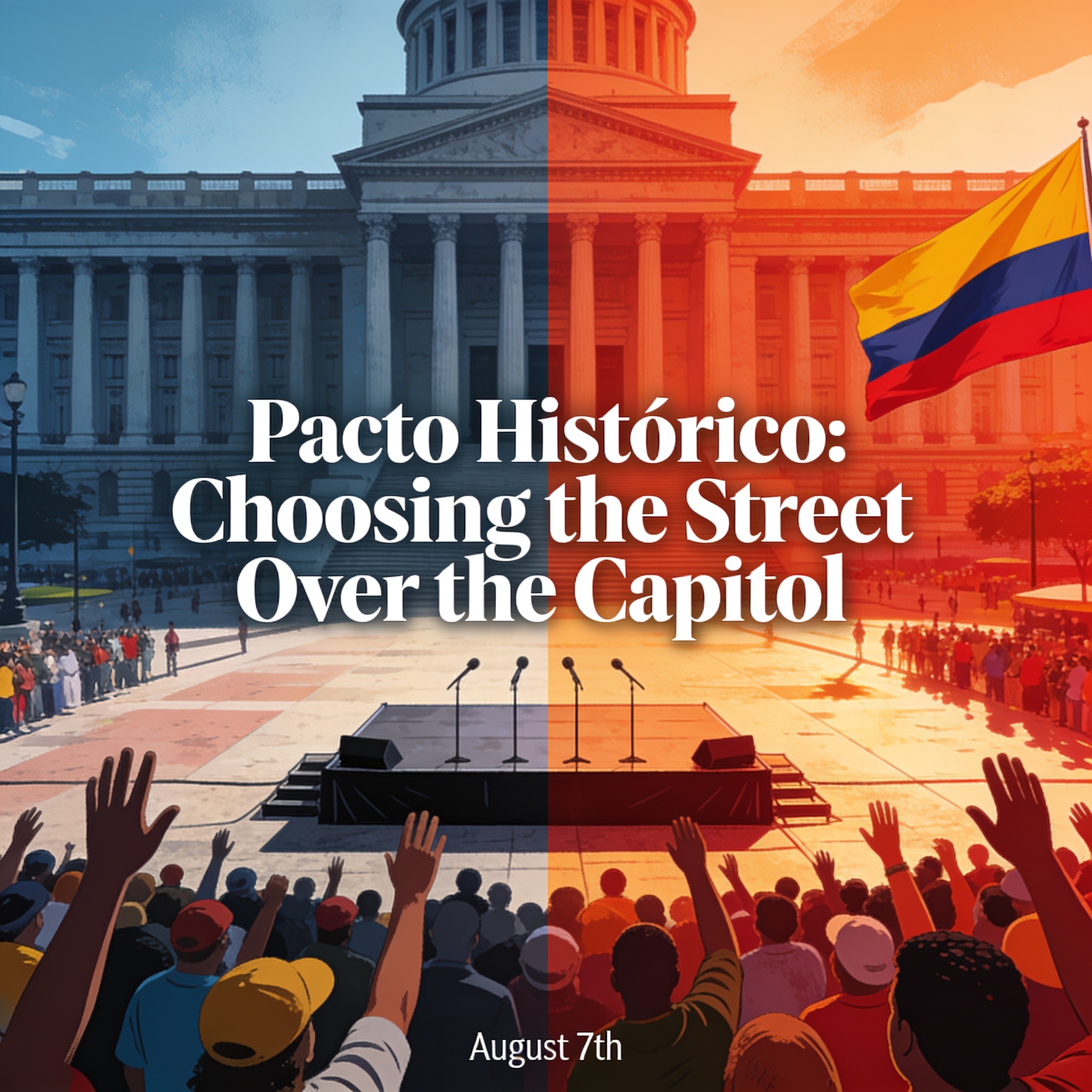 El Pacto Histórico eligió la calle antes que el Capitolio — Política, ilustración editorial