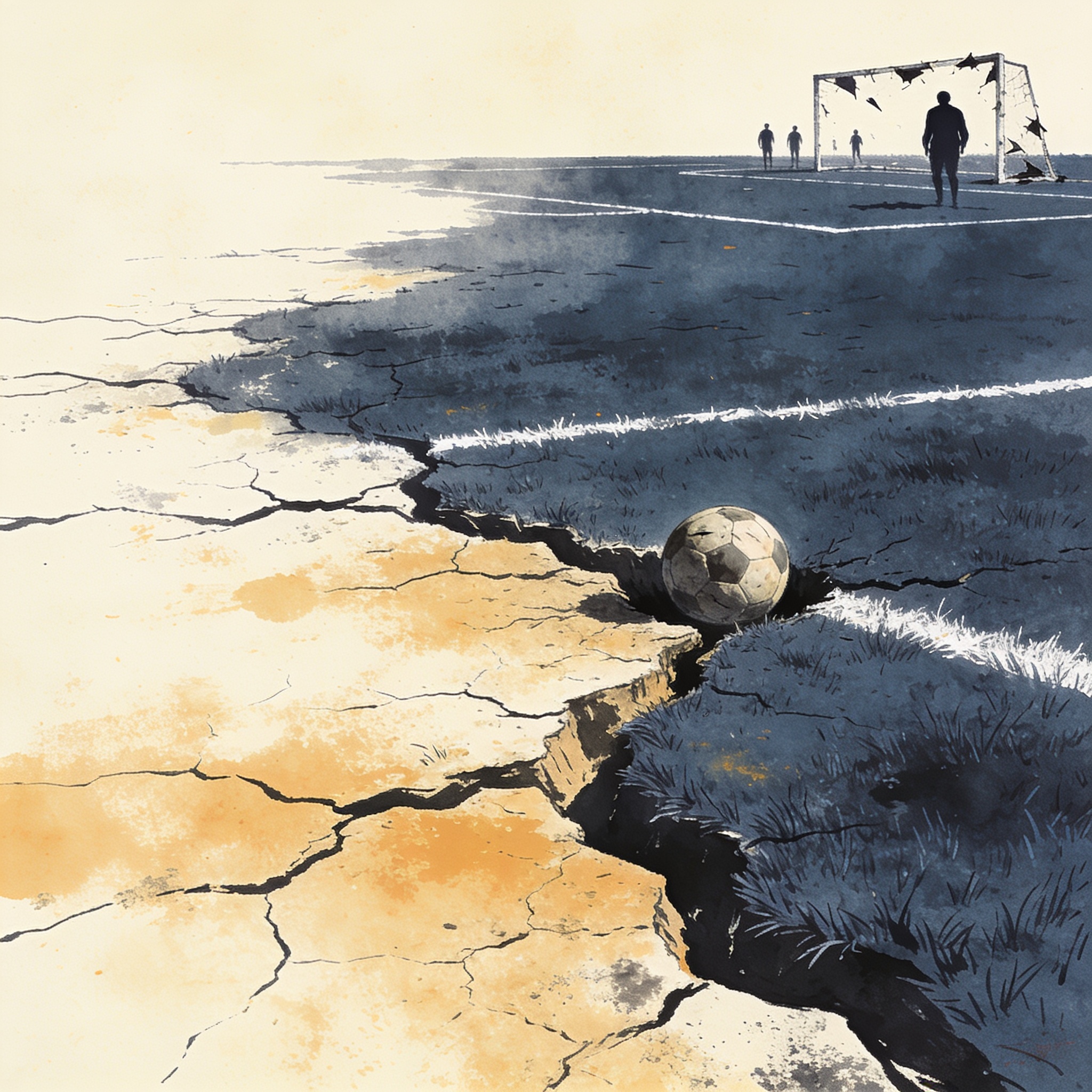 El fútbol colombiano se juega sobre la ruina — Deportes, ilustración editorial