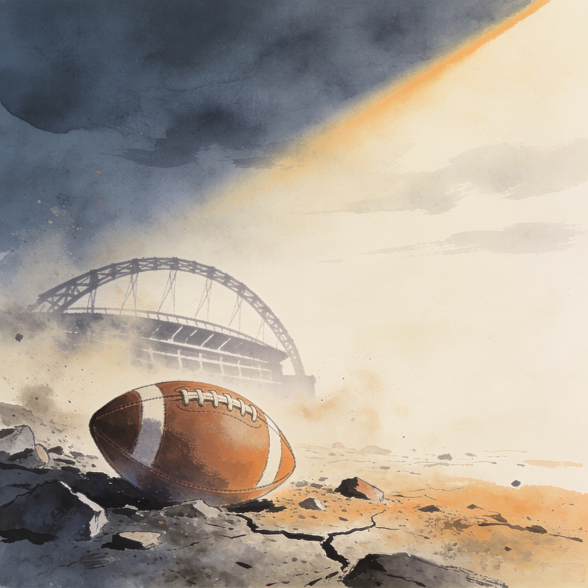 El fútbol vuelve a rodar entre los escombros — Deportes, ilustración editorial