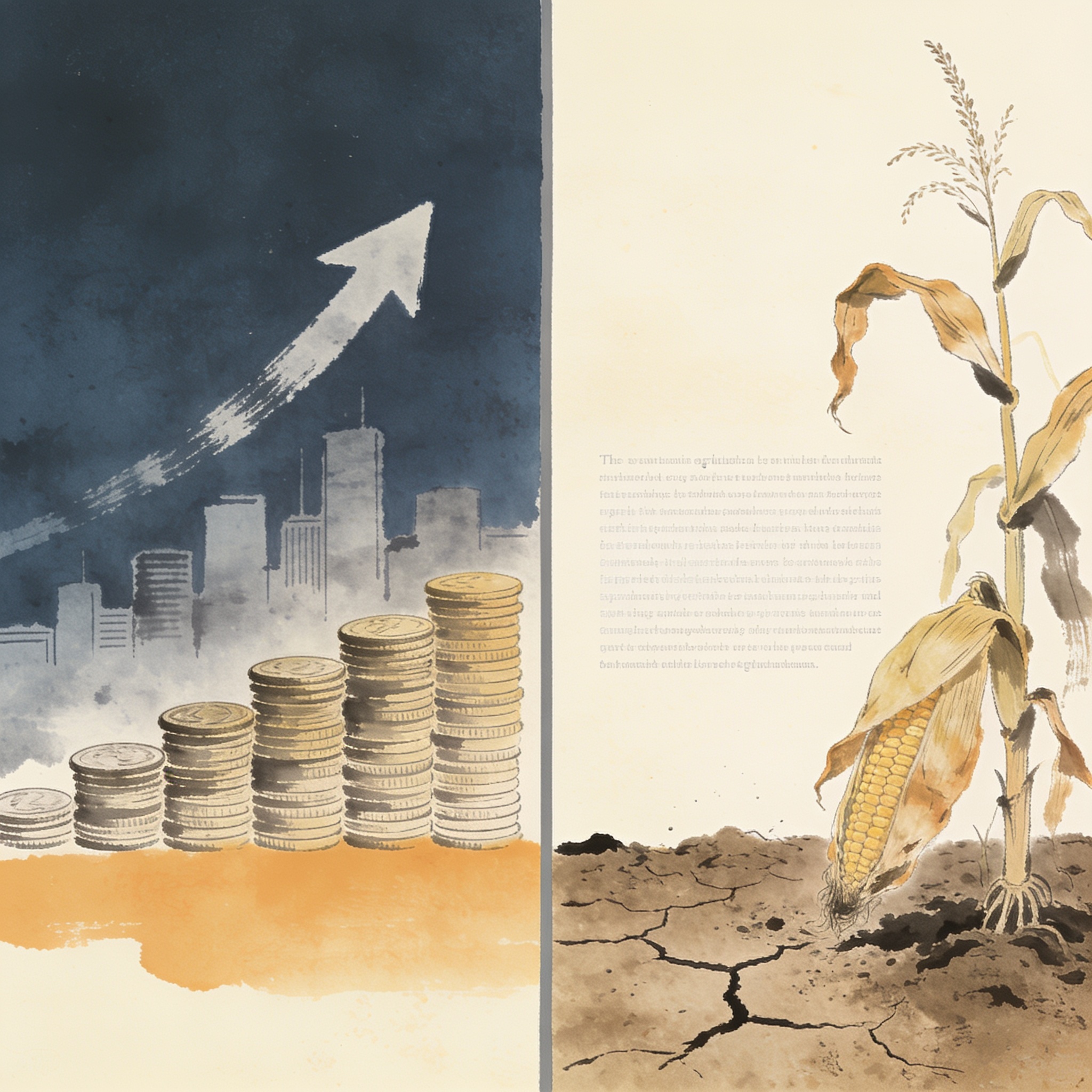 El PIB crece 3,5% pero la agricultura se contrae — Mercados, ilustración editorial