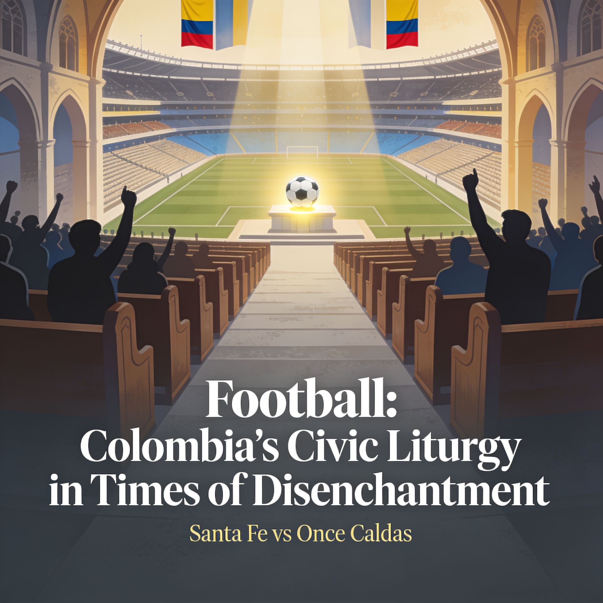 El fútbol como liturgia cívica en tiempos de desencanto — Deportes, ilustración editorial
