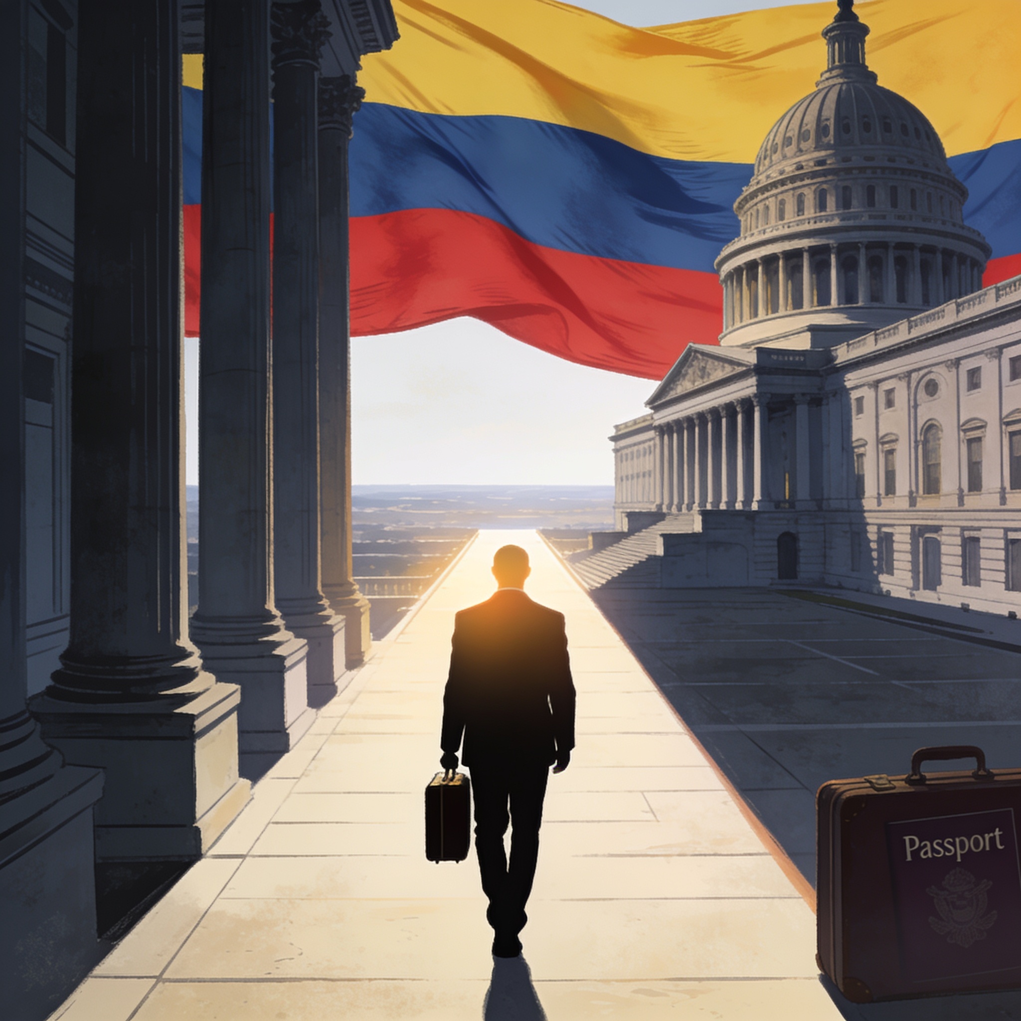 Petro pide al Senado permiso para salir del país por un año — Política, ilustración editorial