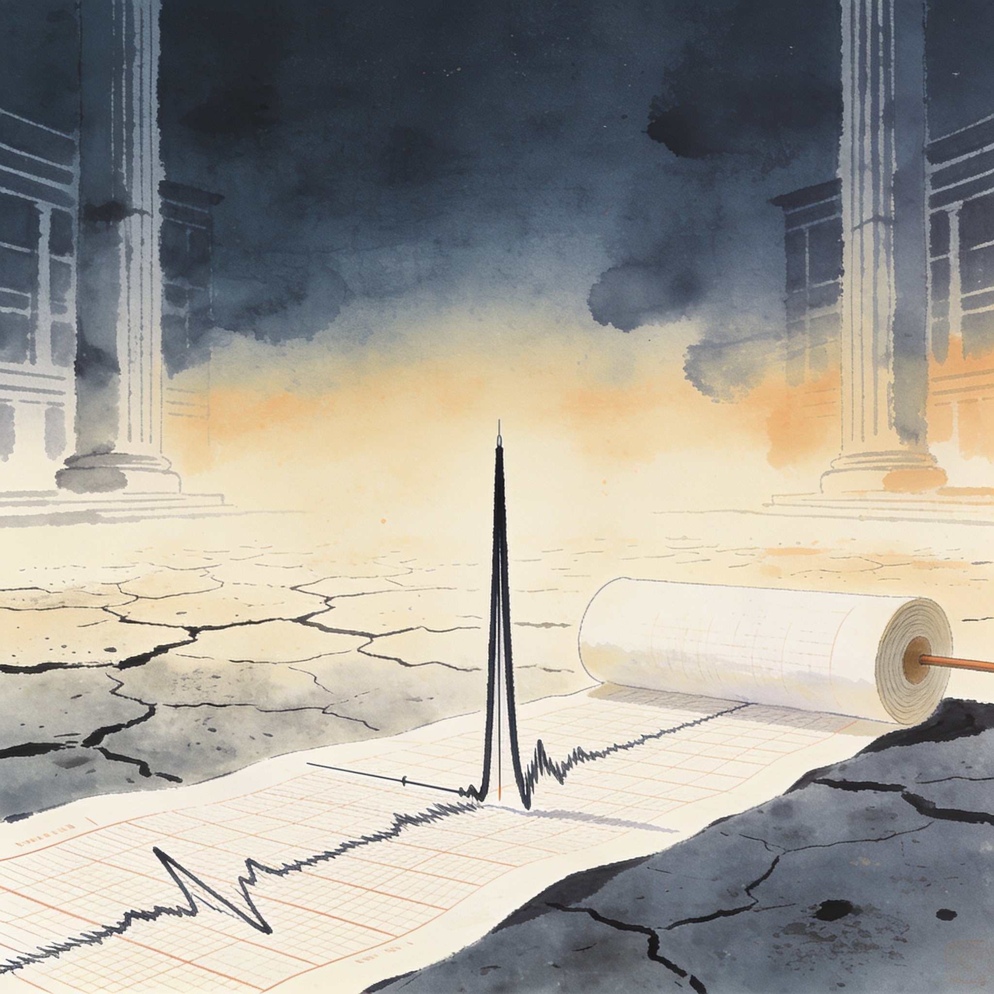 Temblor de 7.4 en Chocó y la primera prueba del nuevo gobierno — Política, ilustración editorial