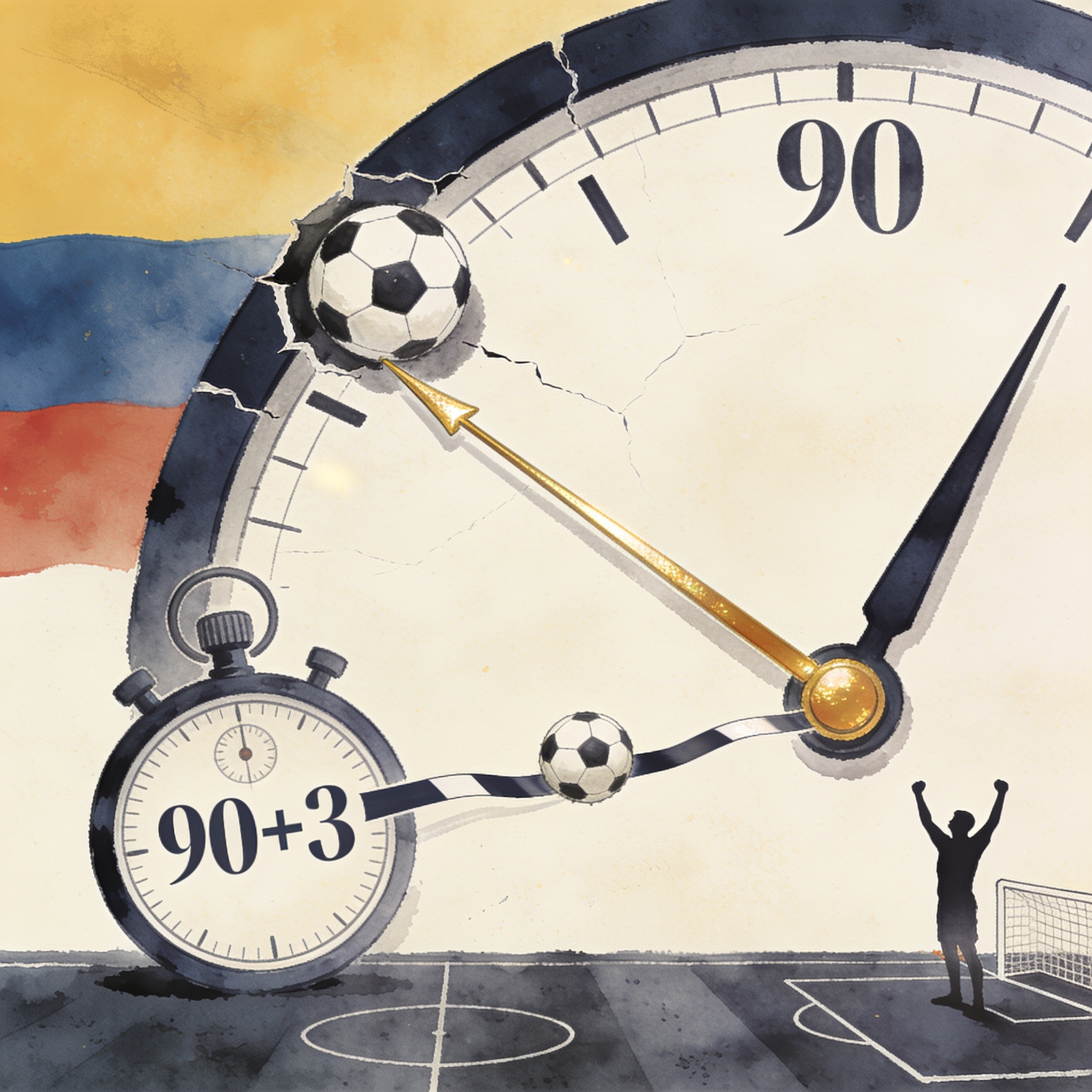 El Medellín gana en el minuto que no aparece en los relojes — Deportes, ilustración editorial