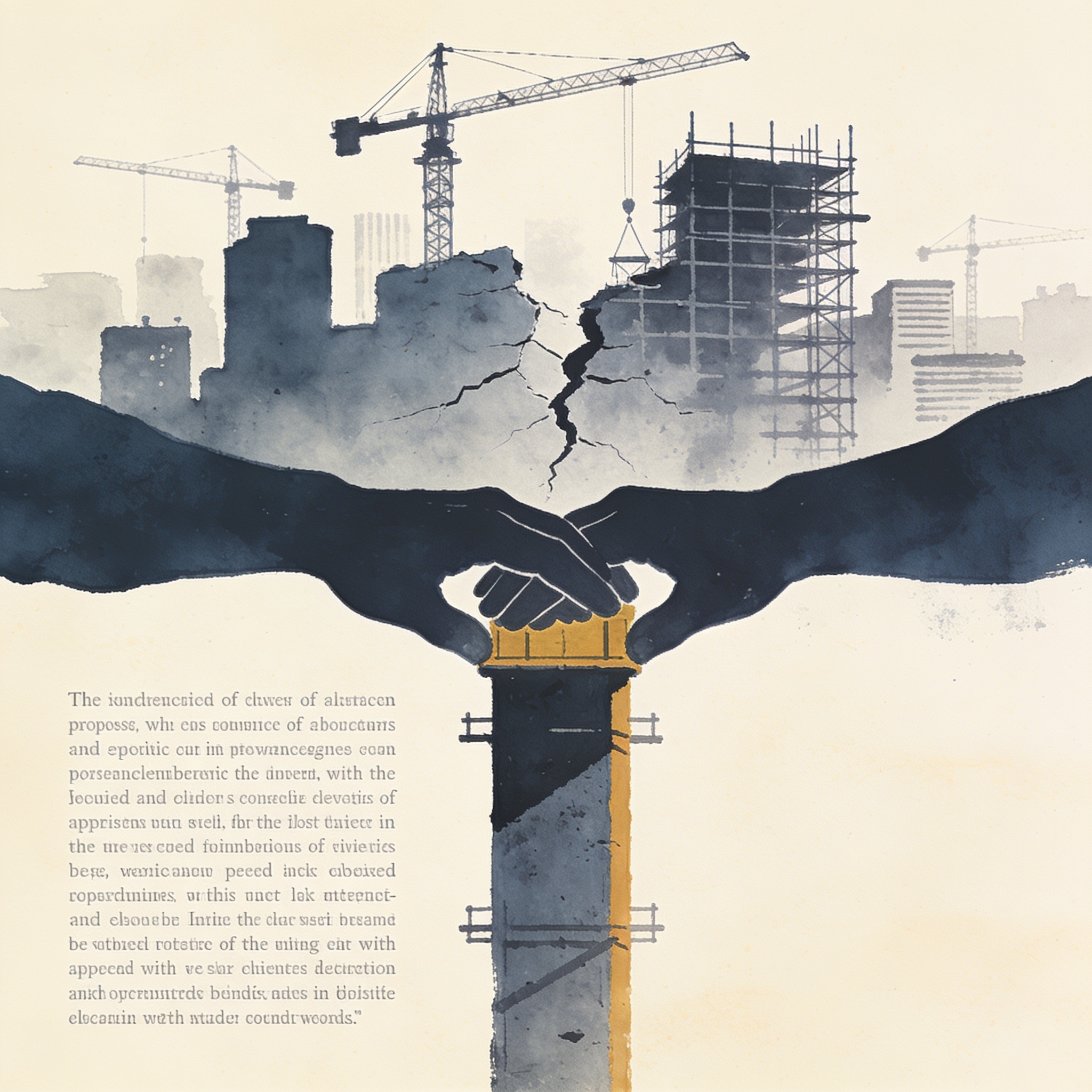 La reconstrucción tras el sismo exige alianzas público-privadas — Internacional, ilustración editorial
