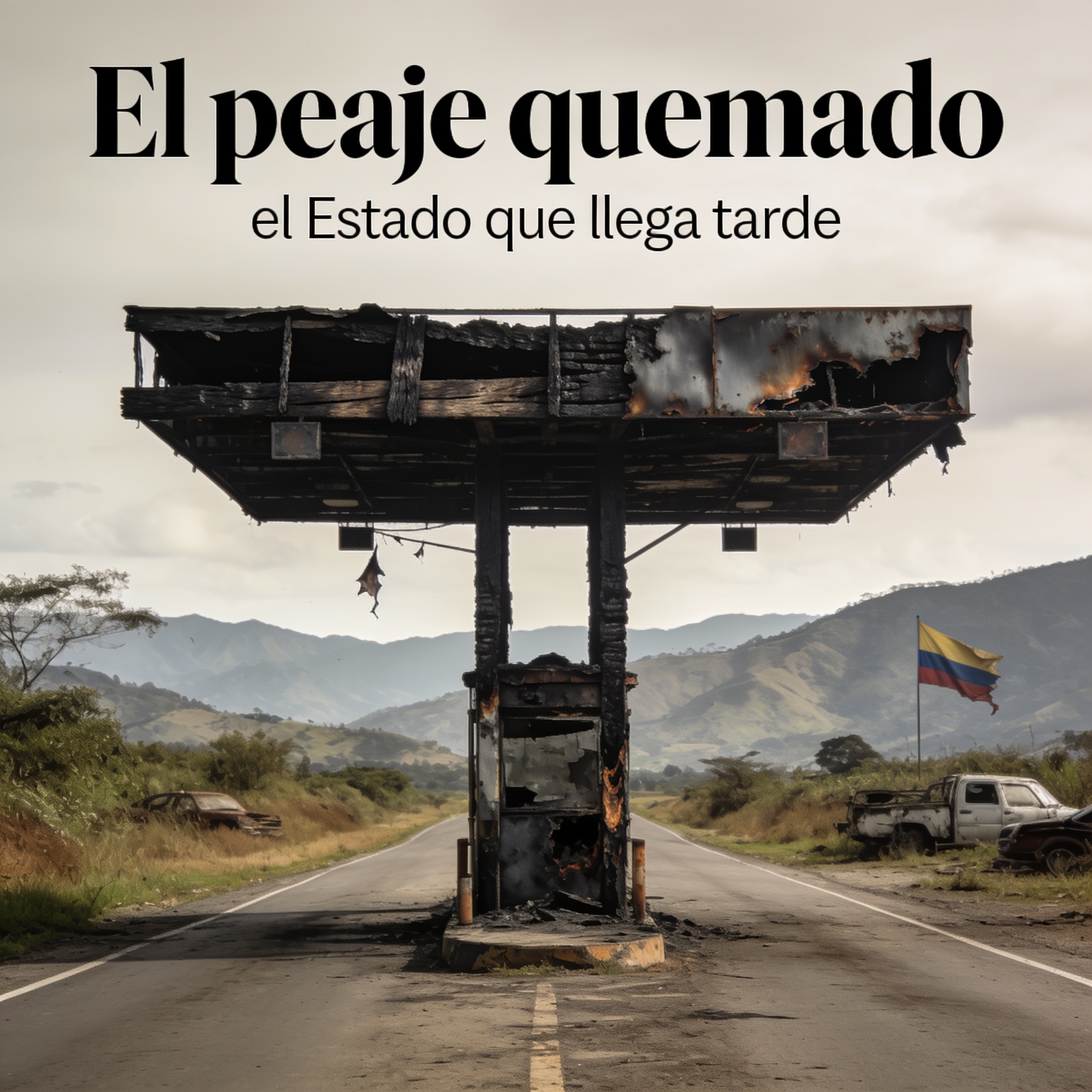El peaje quemado y el Estado que llega tarde — Análisis, ilustración editorial