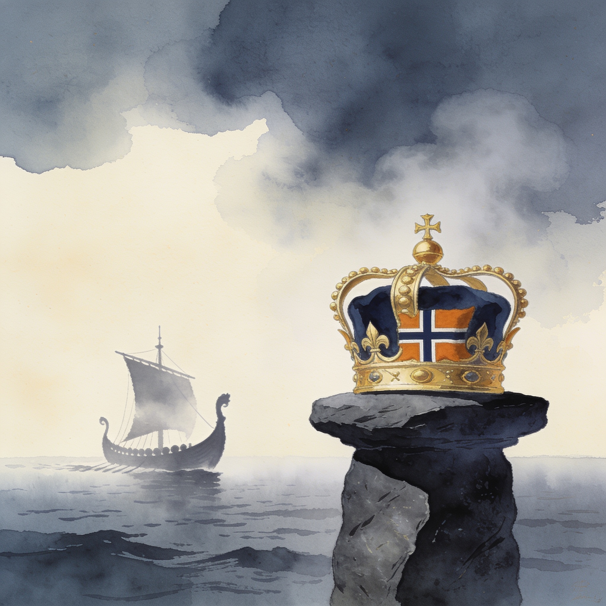 La muerte de Harald V y la continuidad noruega en el Atlántico — Internacional, ilustración editorial