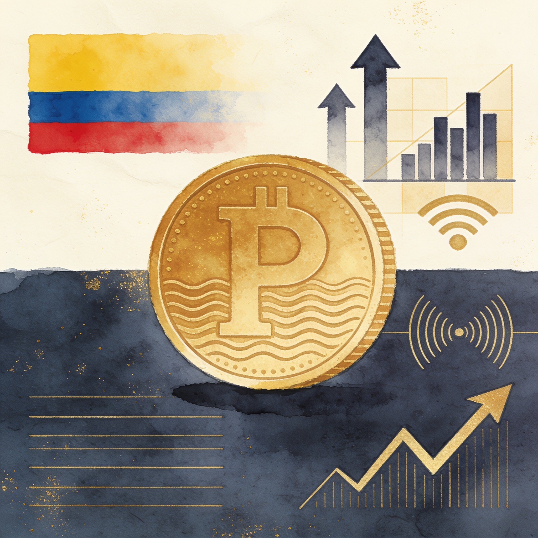El peso colombiano resiste pero depende de la Reserva Federal — Mercados, ilustración editorial