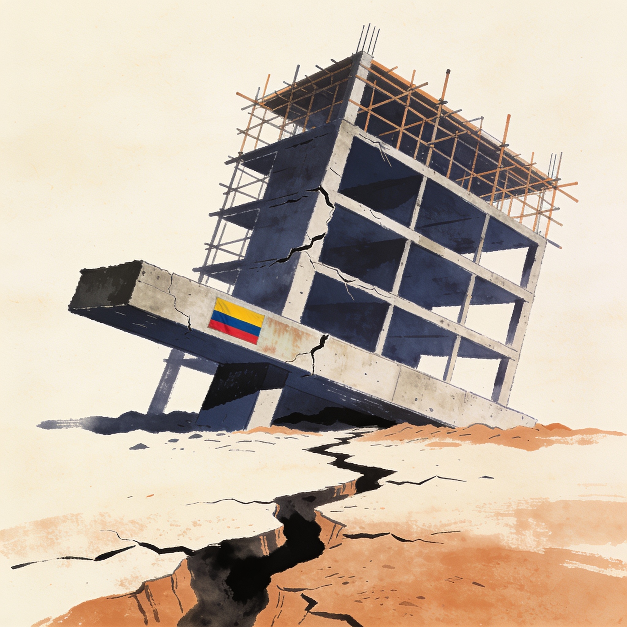 La tierra tiembla y el Estado sigue en obra negra — Análisis, ilustración editorial