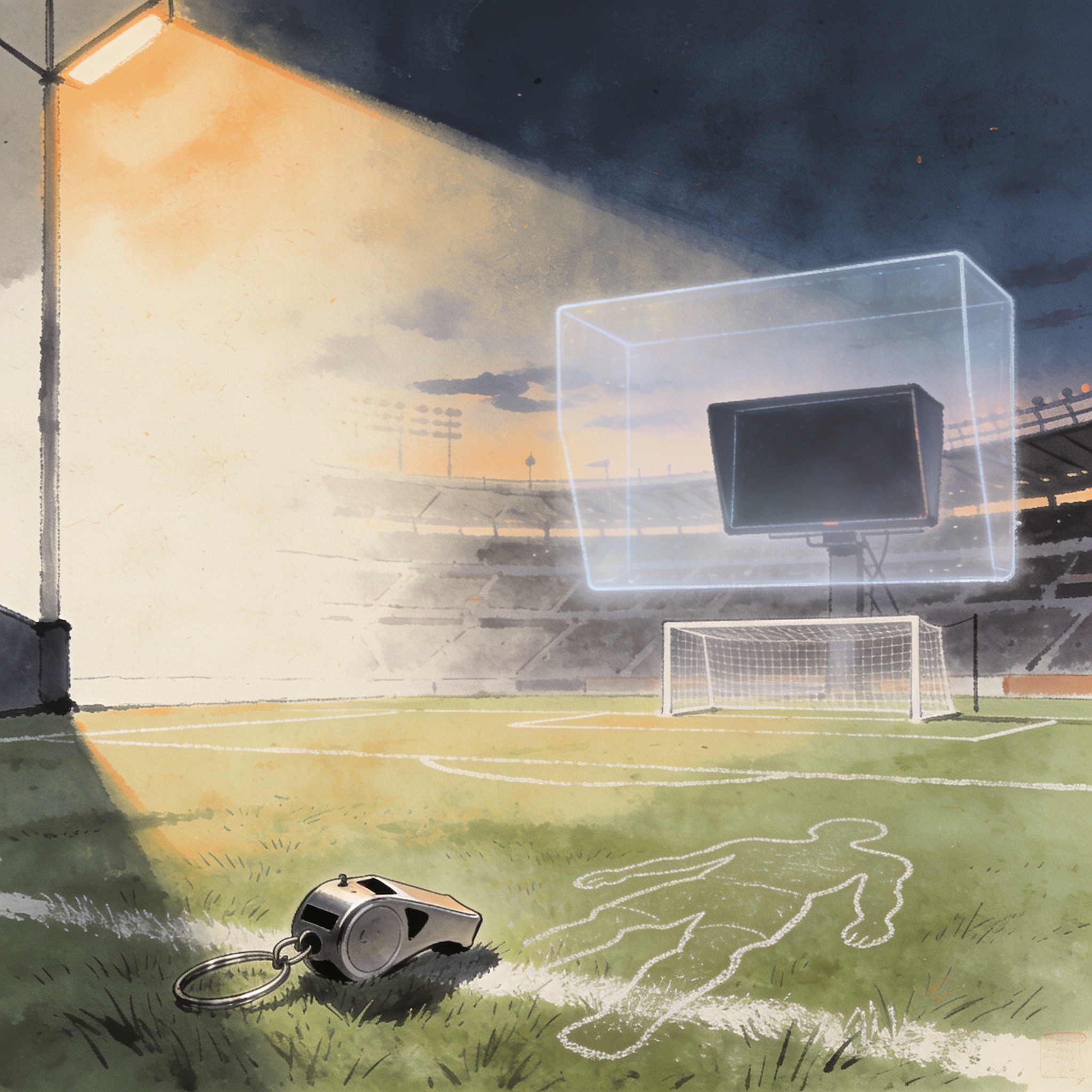 El VAR ausente y la justicia deportiva en la Liga Femenina — Deportes, ilustración editorial