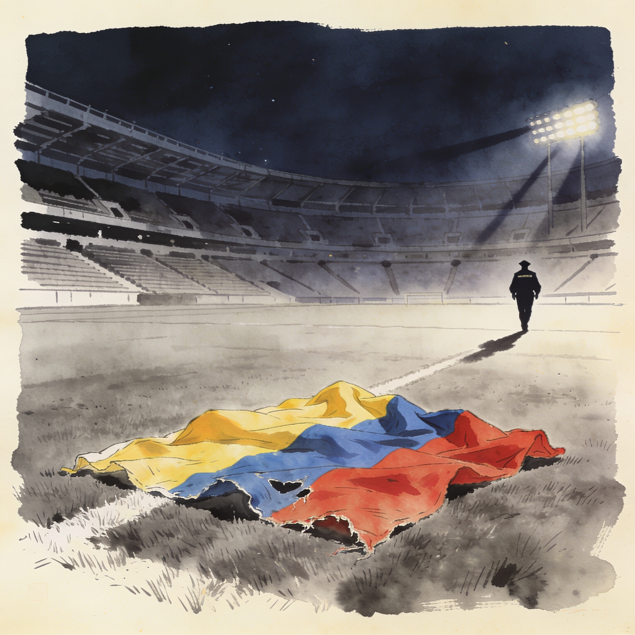 El Campín y la bandera que no vale una vida — Deportes, ilustración editorial