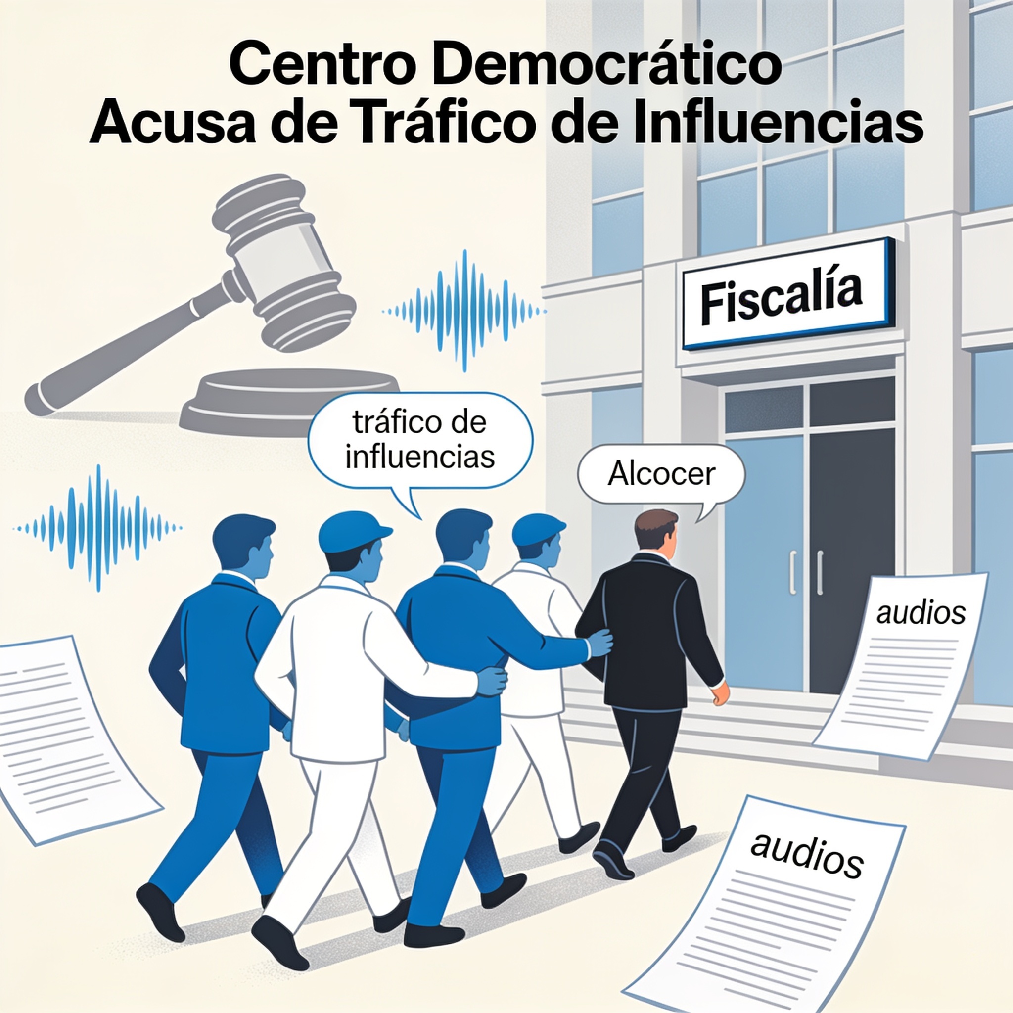 Centro Democrático lleva a Alcocer a la Fiscalía y deja la pelota en la justicia — Política, ilustración editorial