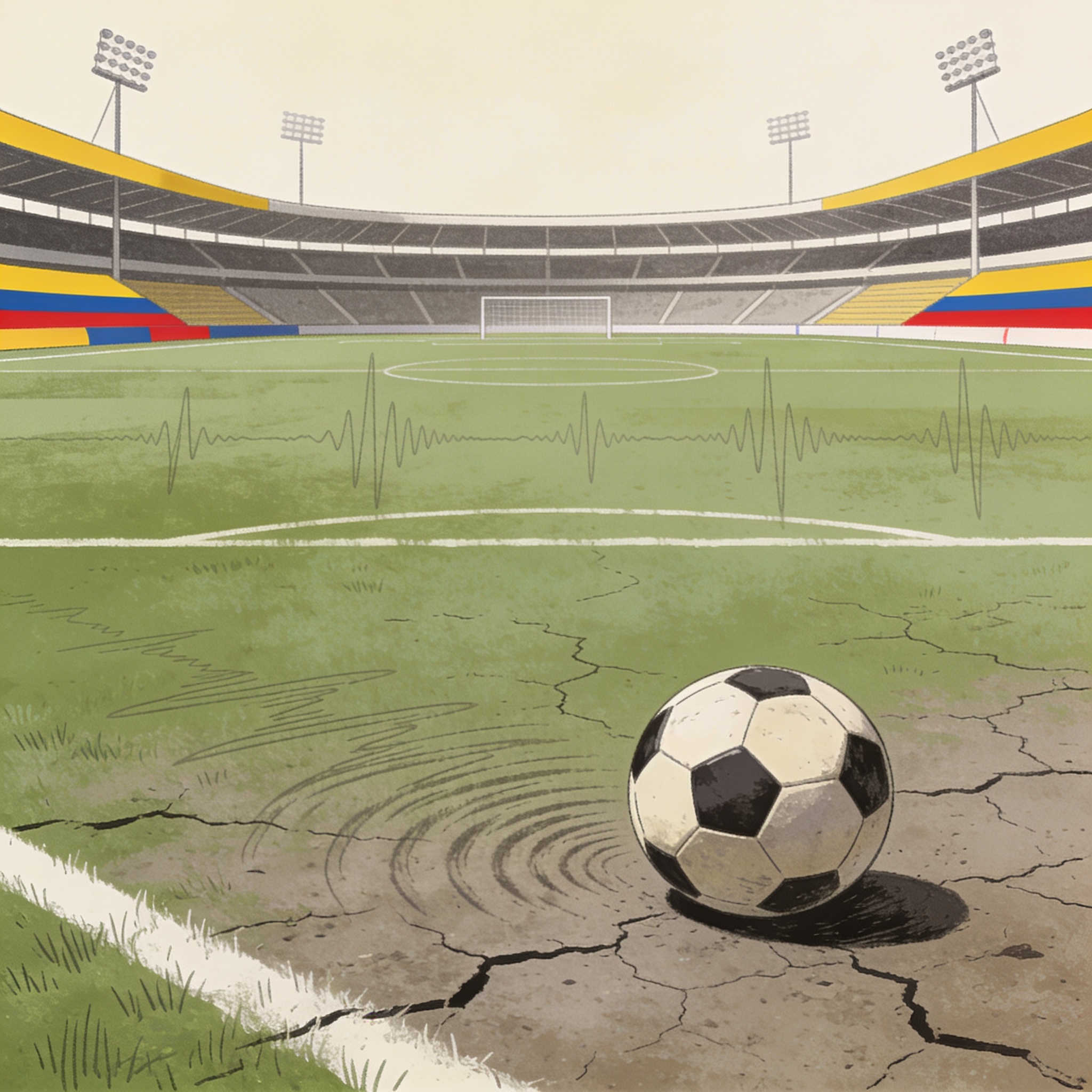 El fútbol se detiene y Colombia respira — Deportes, ilustración editorial