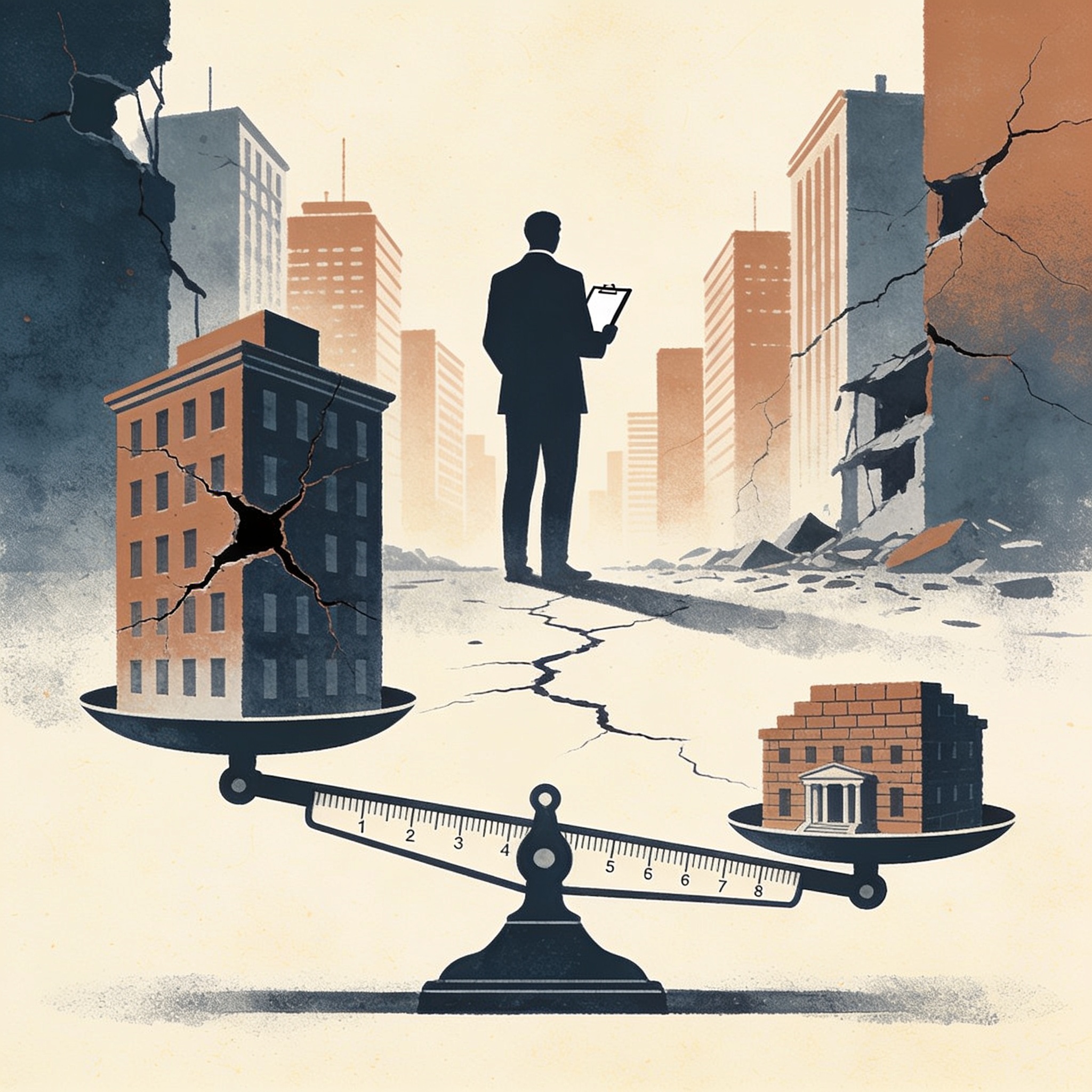 La Procuraduría sale a vigilar la reconstrucción tras el terremoto — Judicial, ilustración editorial