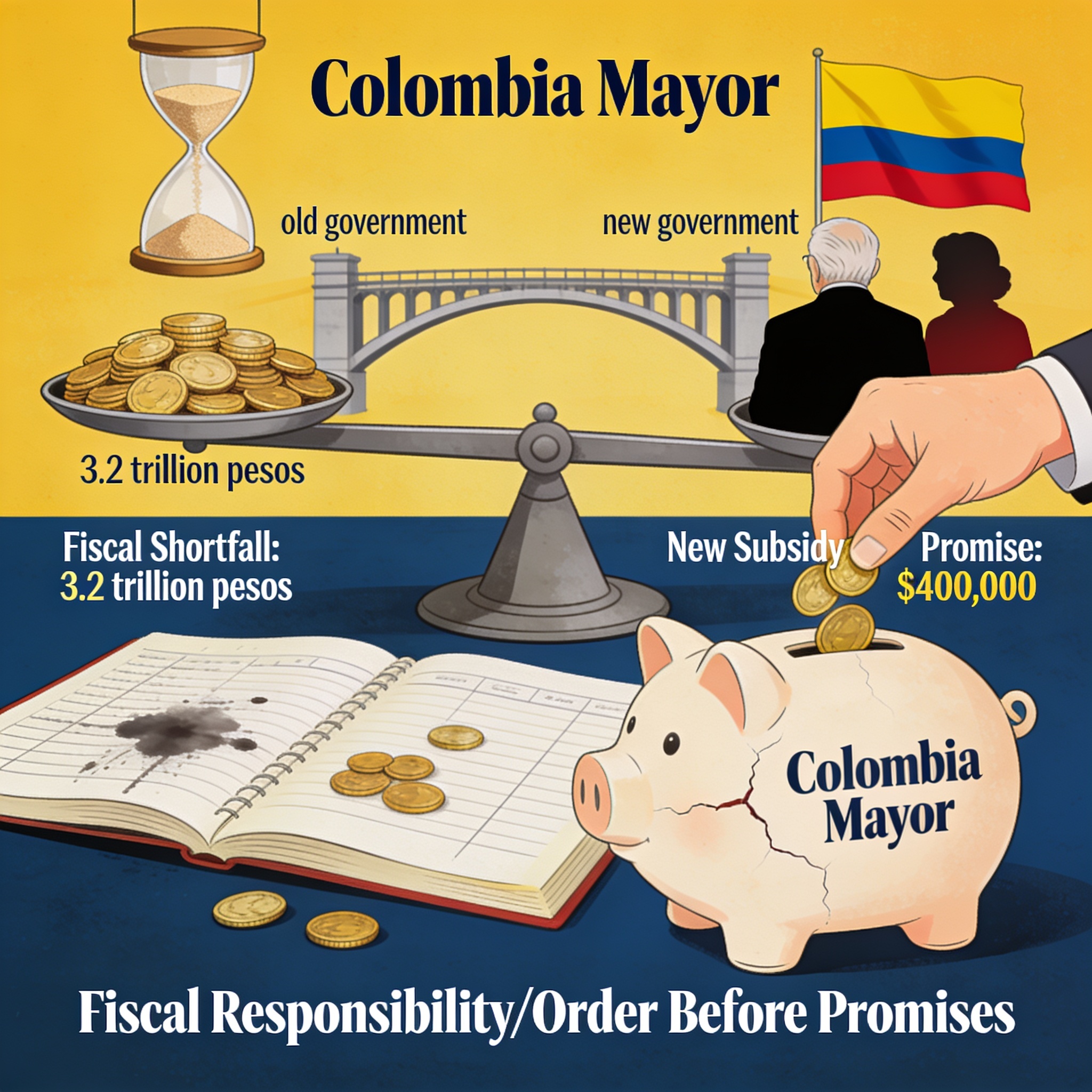 Colombia Mayor, la primera prueba fiscal de De la Espriella — Política, ilustración editorial