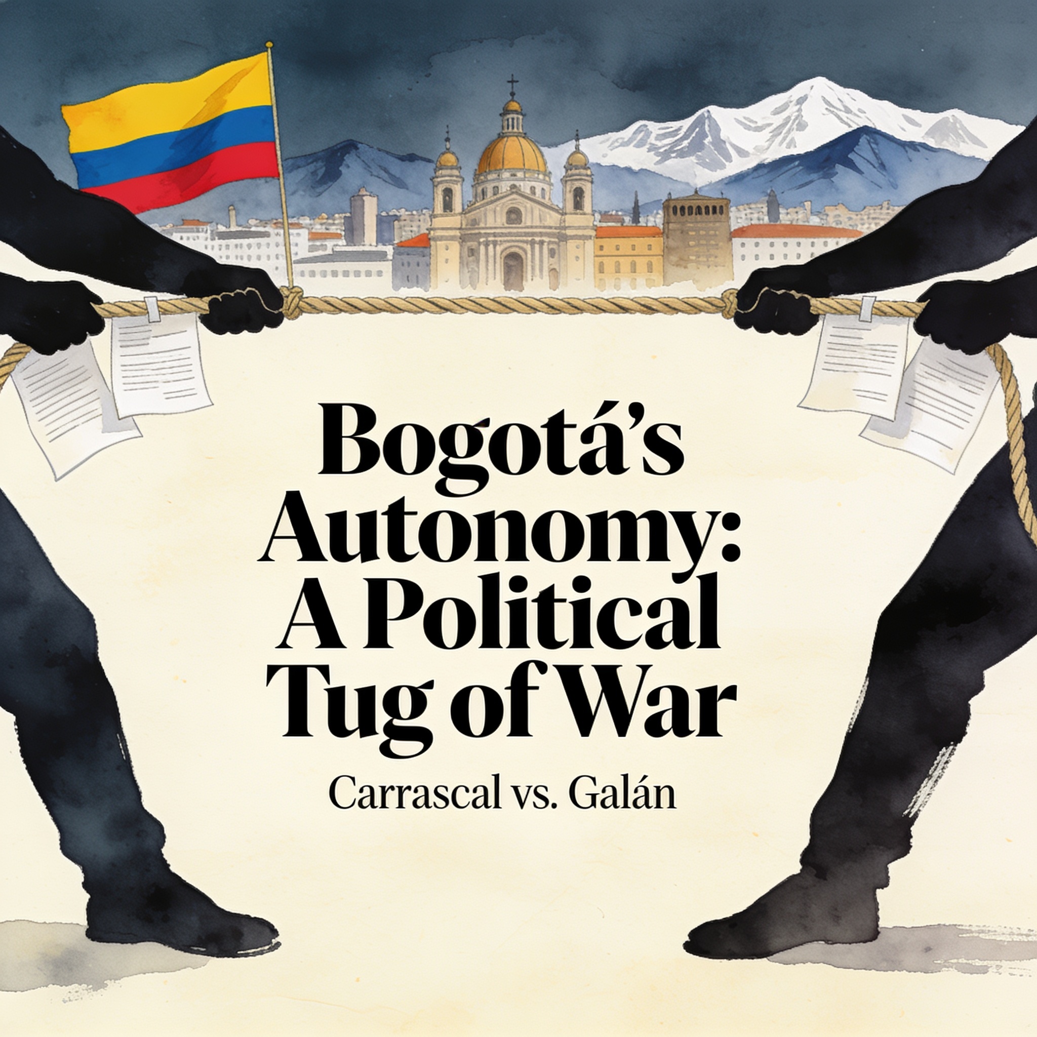 La autonomía de Bogotá, en disputa según el signo del presidente — Política, ilustración editorial