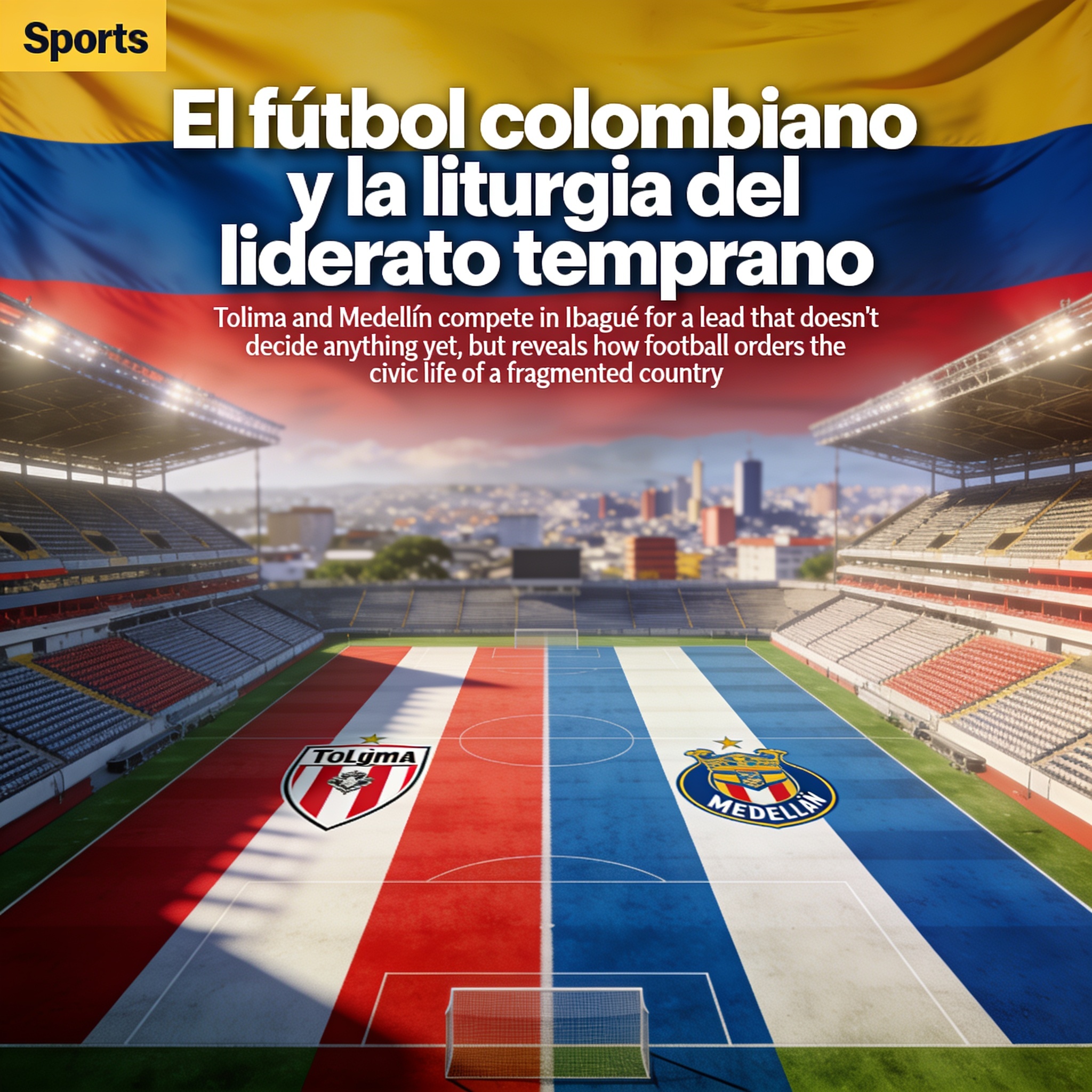 El fútbol colombiano y la liturgia del liderato temprano — Deportes, ilustración editorial