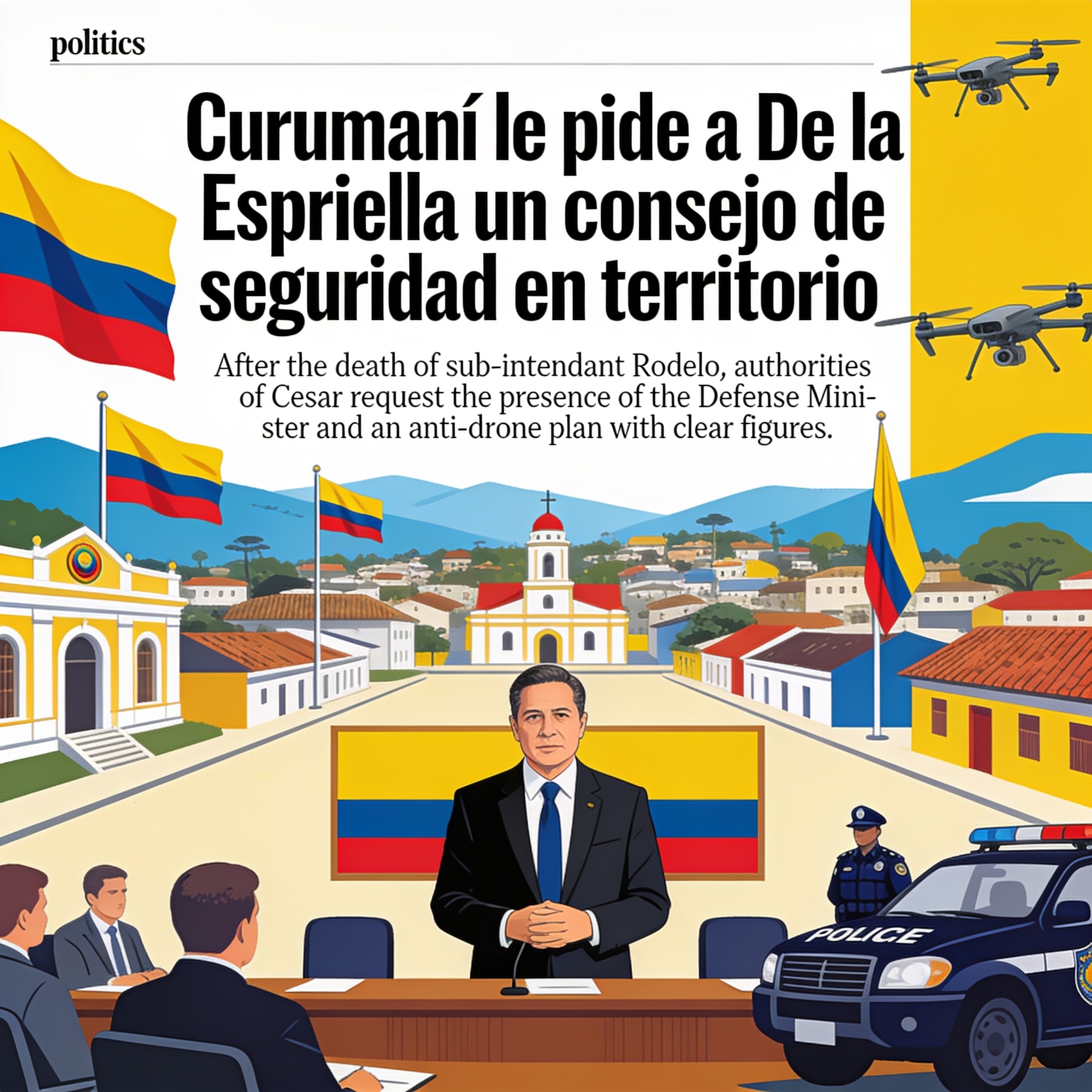 Curumaní le pide a De la Espriella un consejo de seguridad en territorio — Política, ilustración editorial