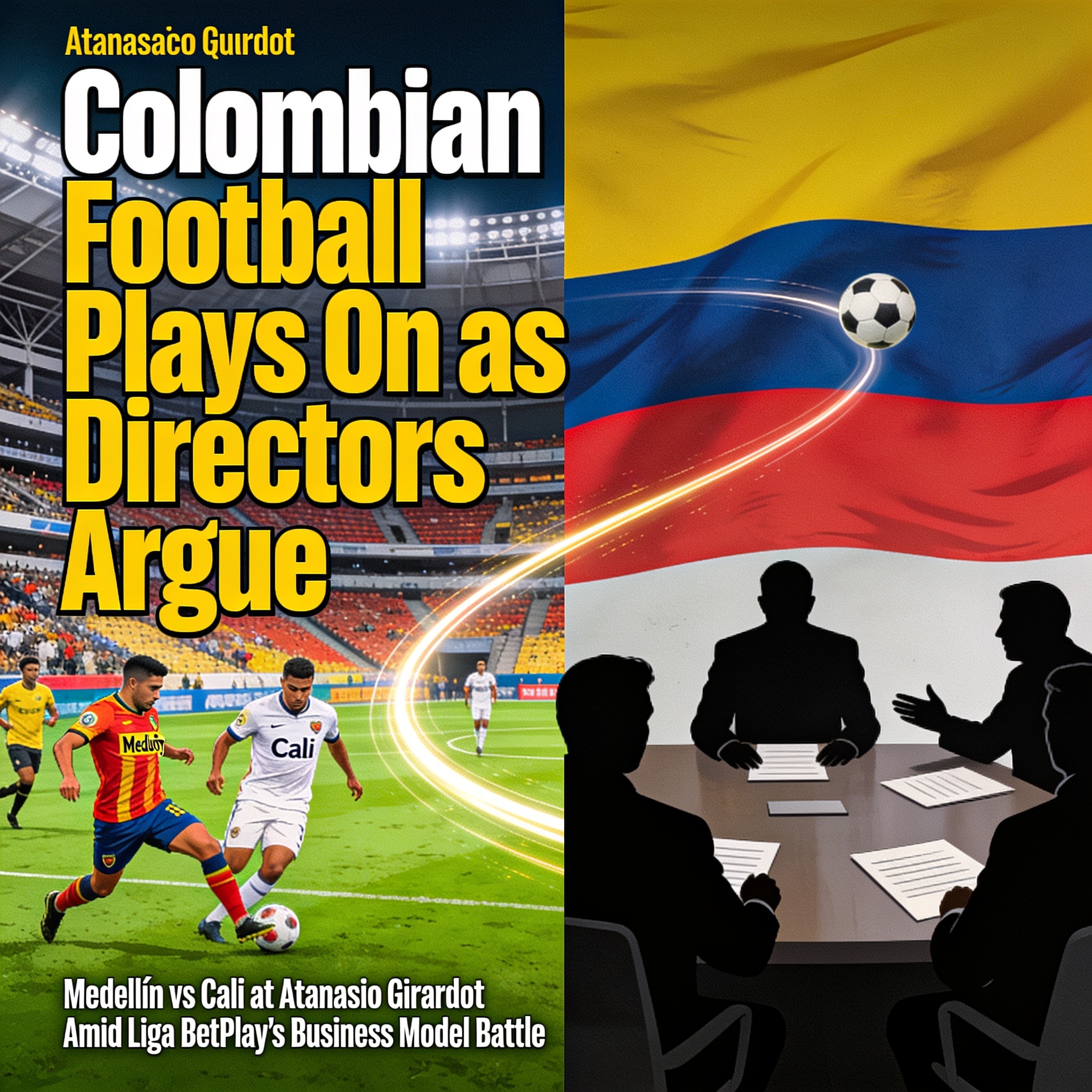 El fútbol colombiano juega mientras sus dirigentes discuten — Deportes, ilustración editorial