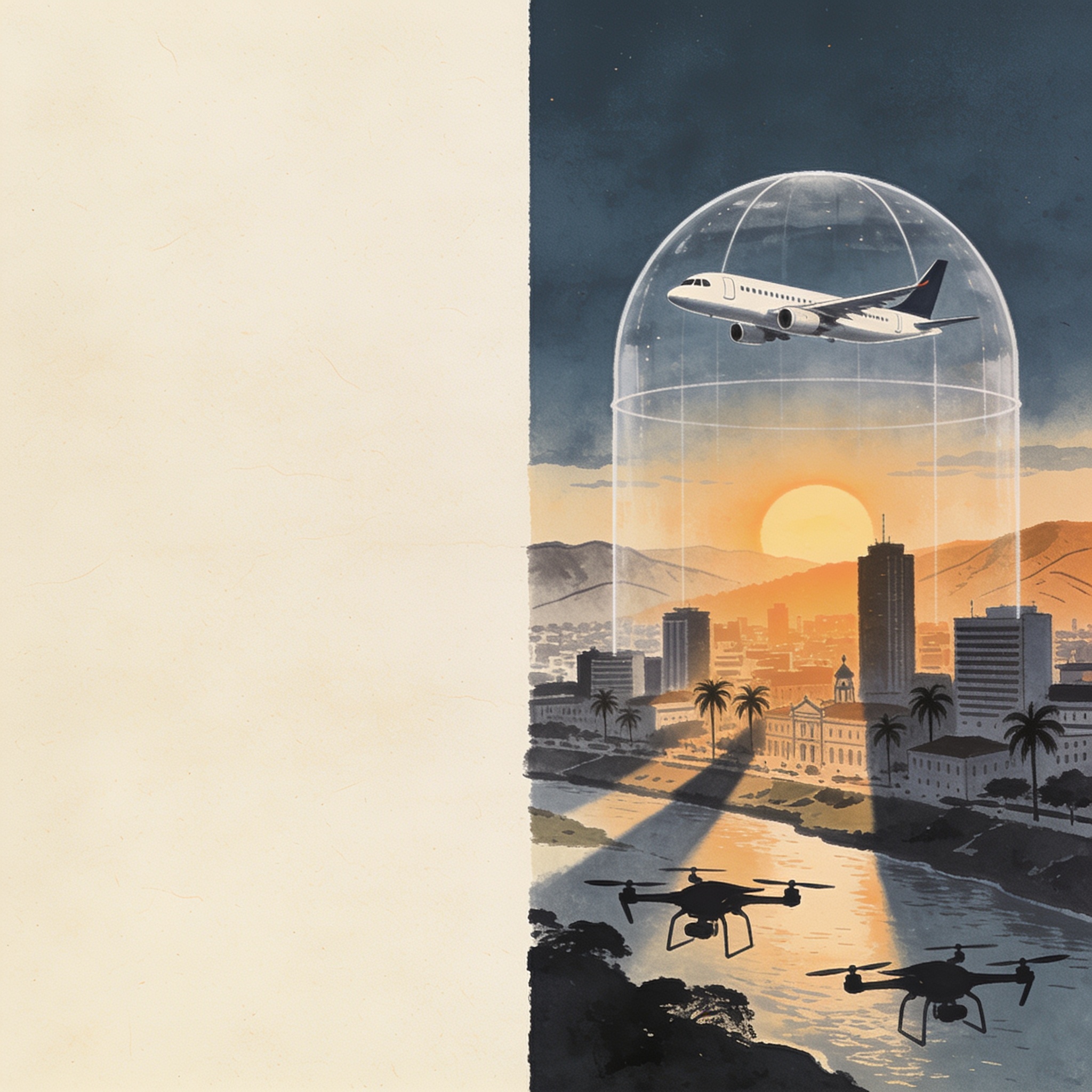 Cali cierra su espacio aéreo por tres días — Política, ilustración editorial